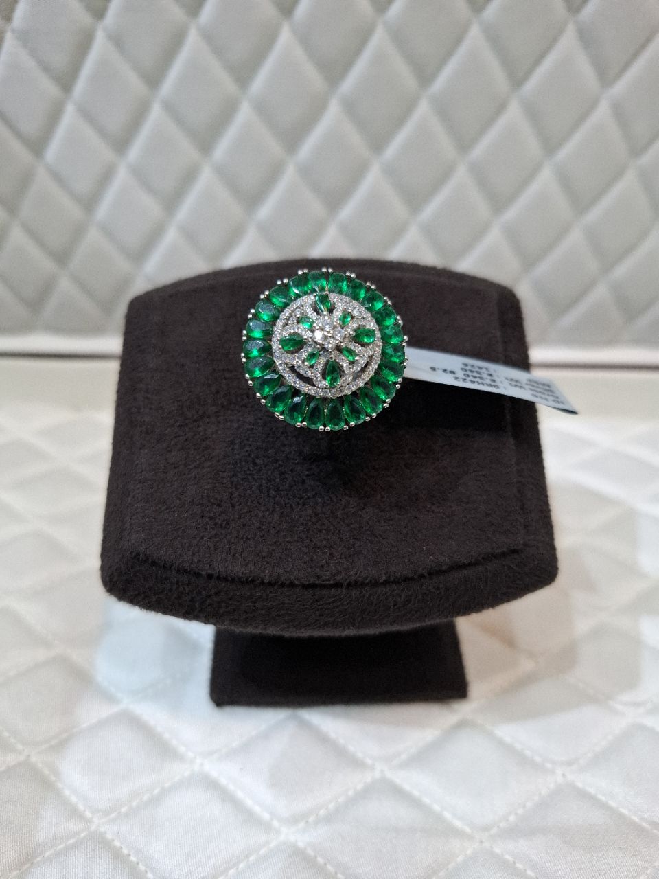 Emerald and Silver Ring view 2