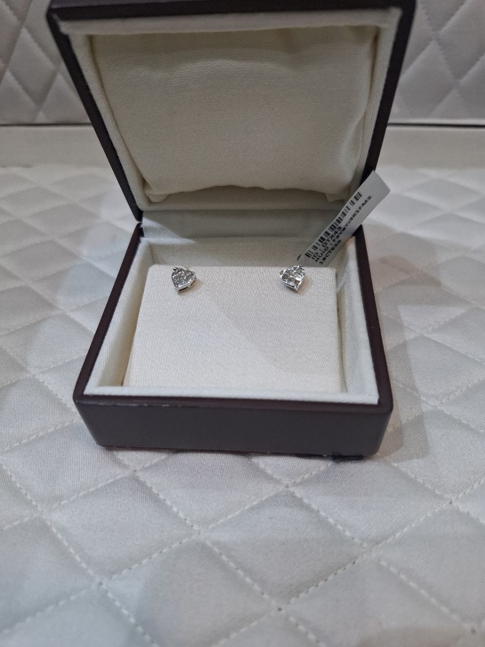 Heart-Shaped Diamond Stud Earrings view 2
