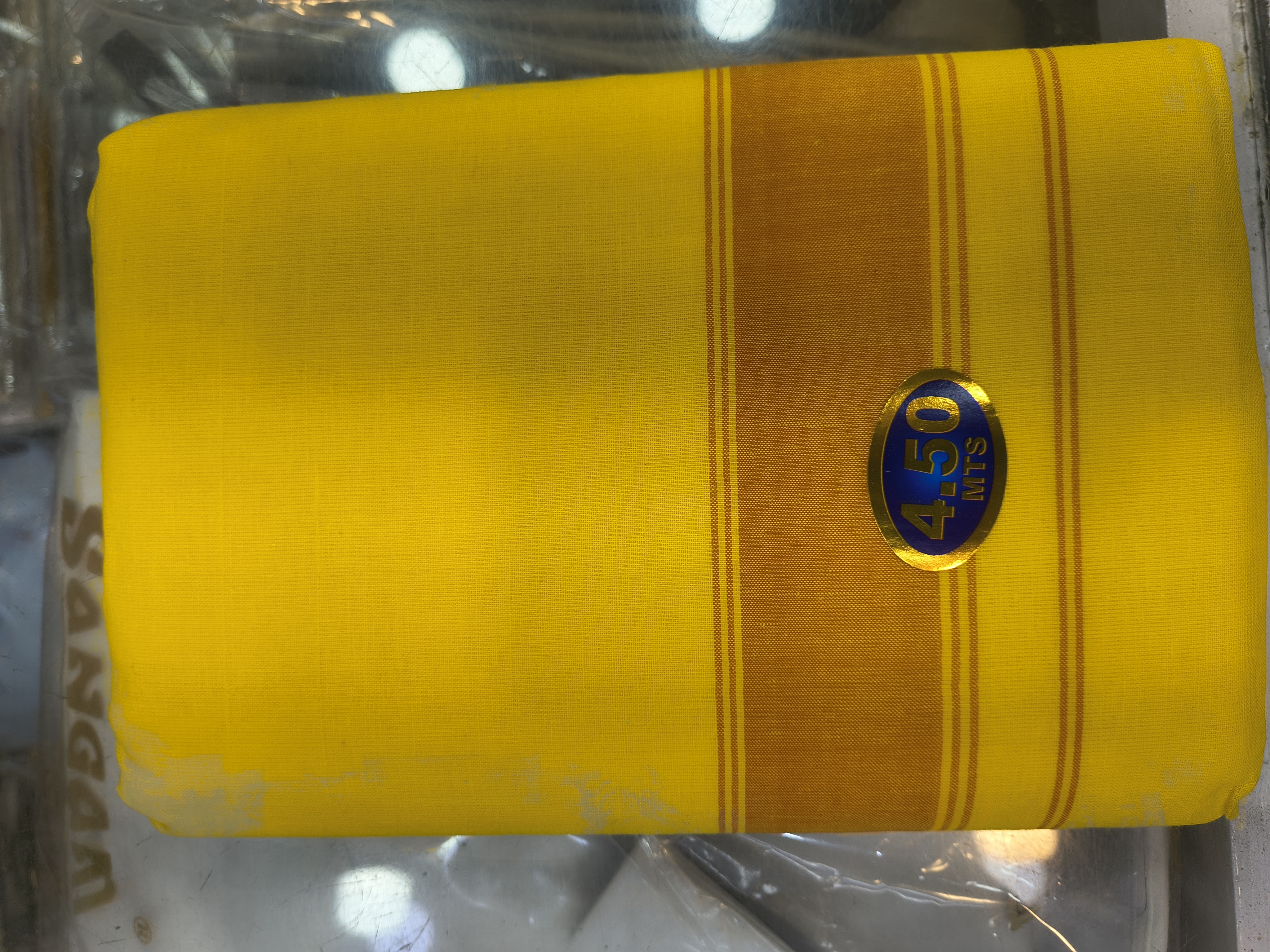 Unstitched Yellow Dhoti view 2