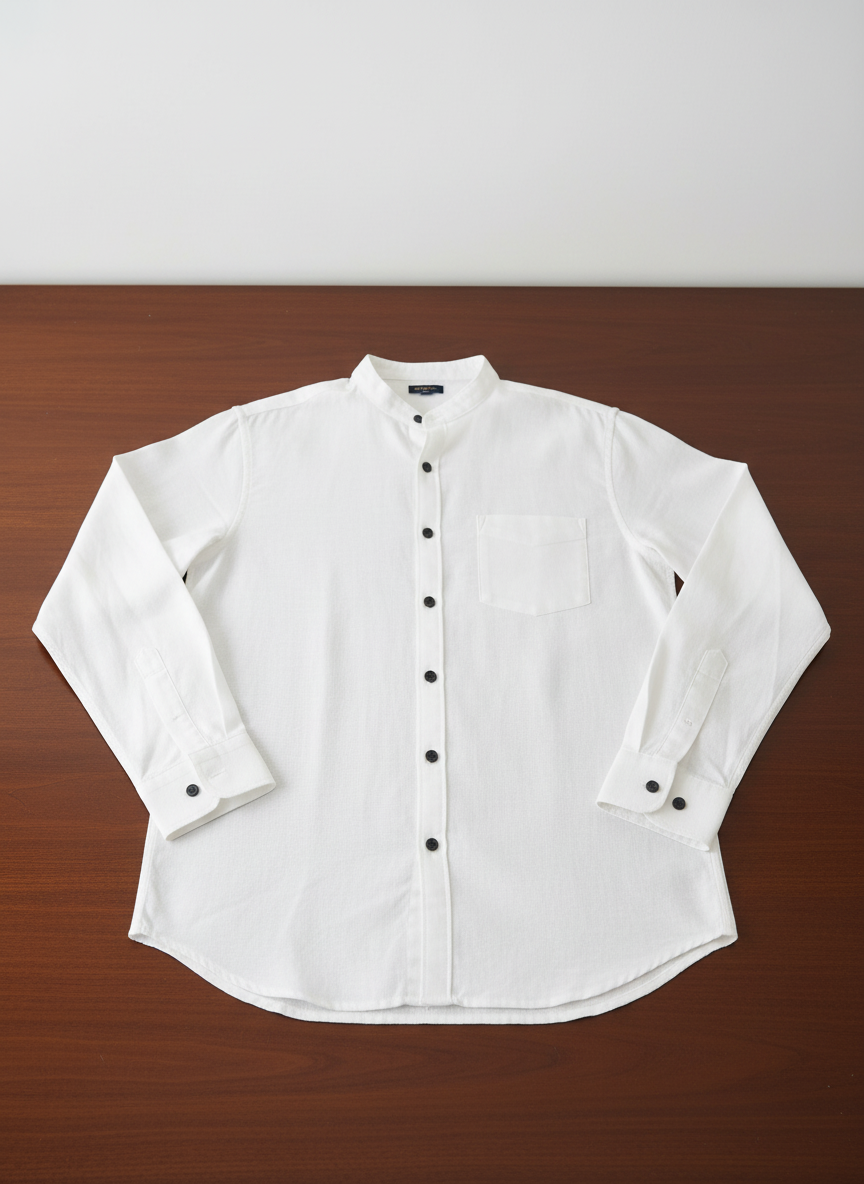 Mandarin Collar White Shirt view 2