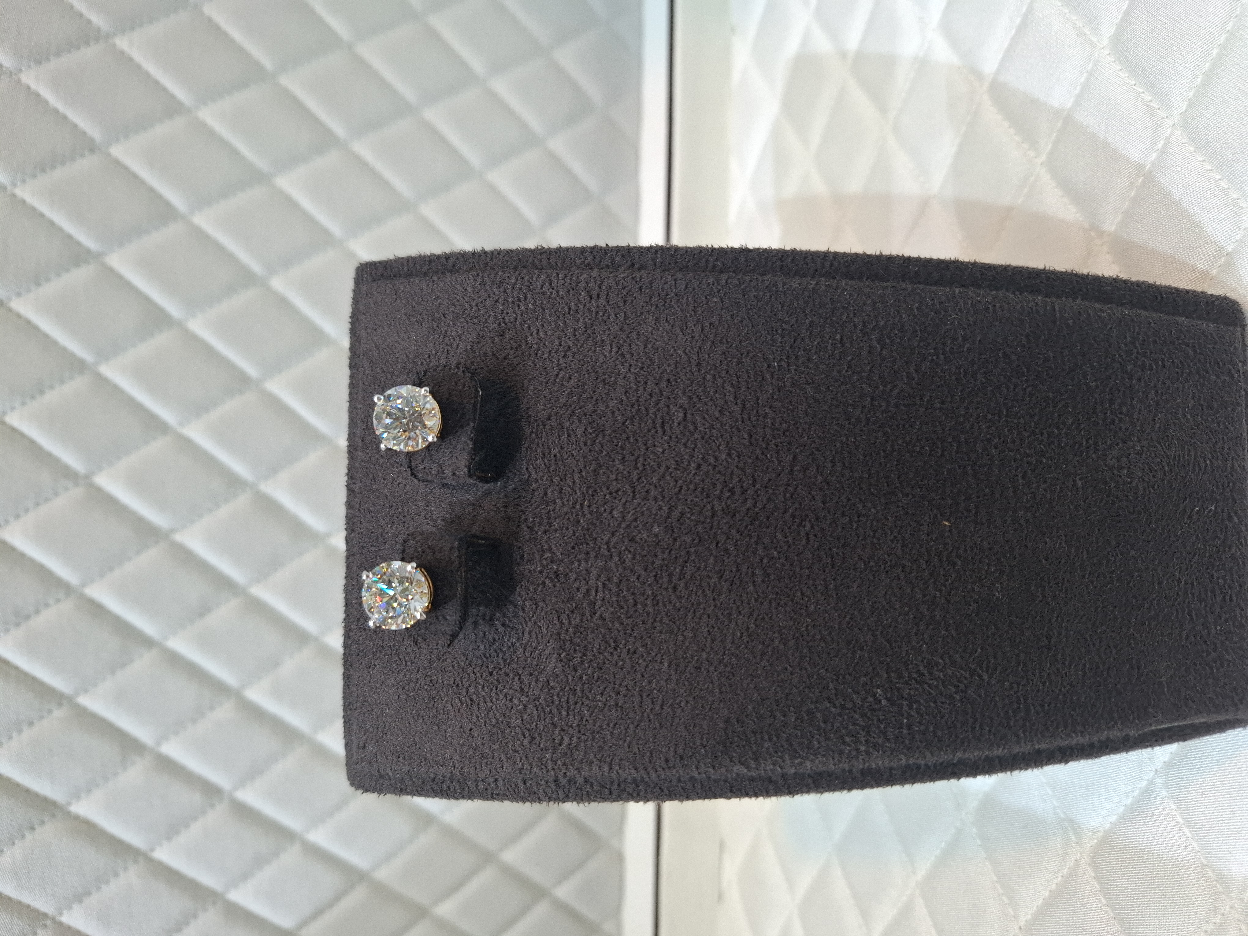 Lab Grown Solitaire Diamond Earrings view 2