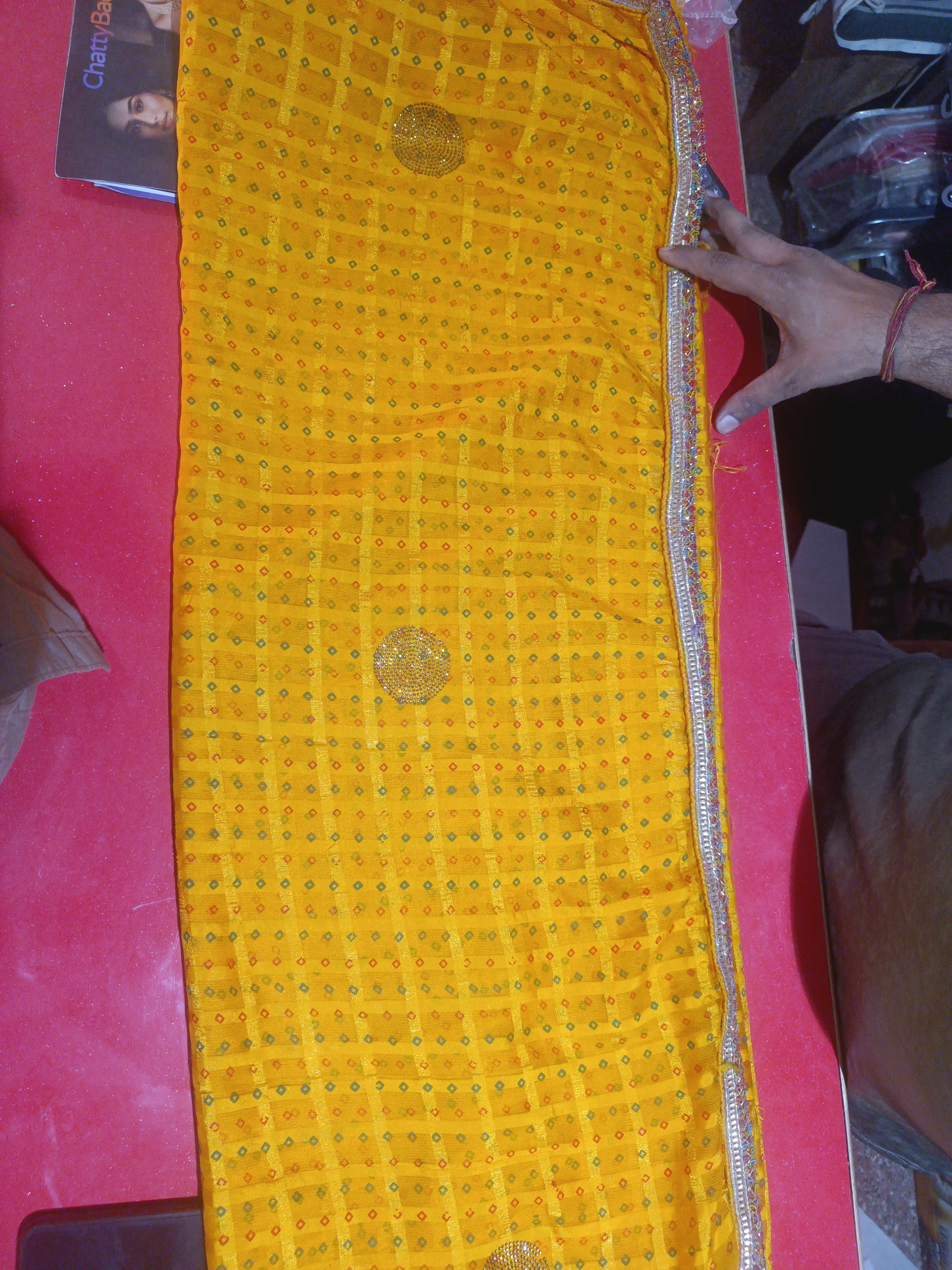 Yellow Georgette Saree view 2