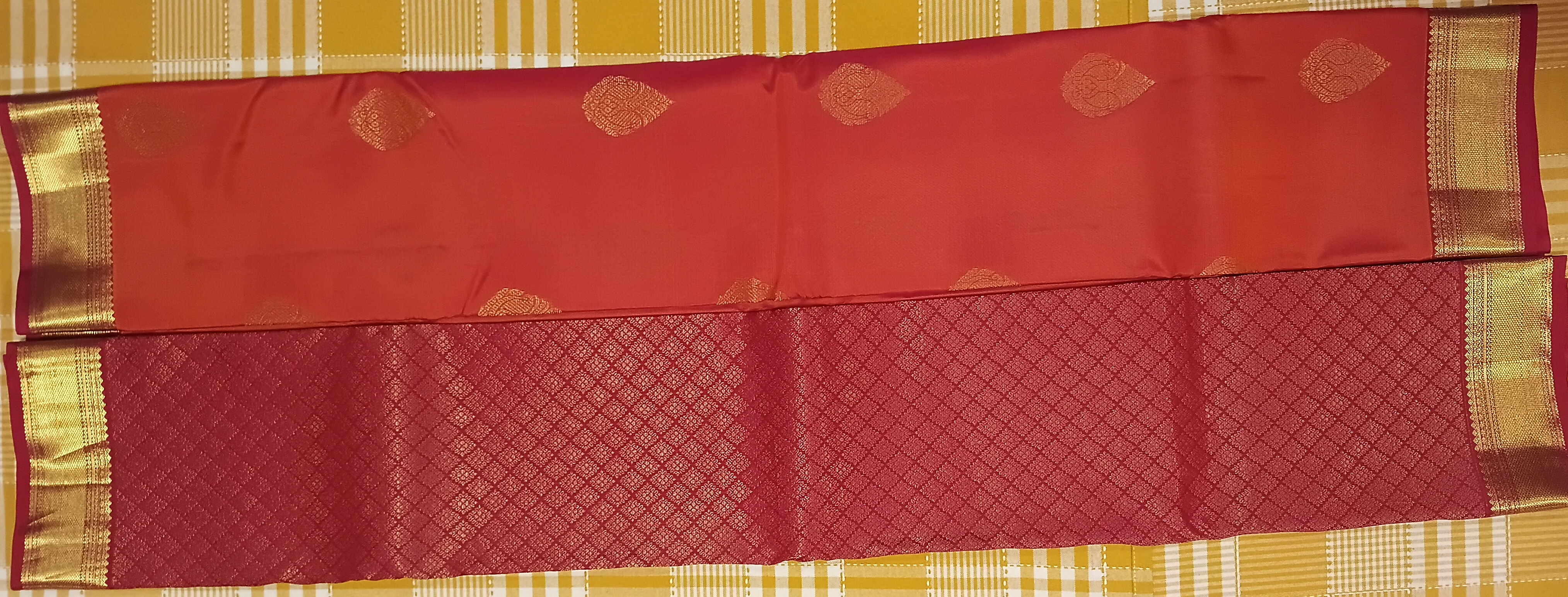 Small Boader Pure Silk Saree Orange 036 view 2