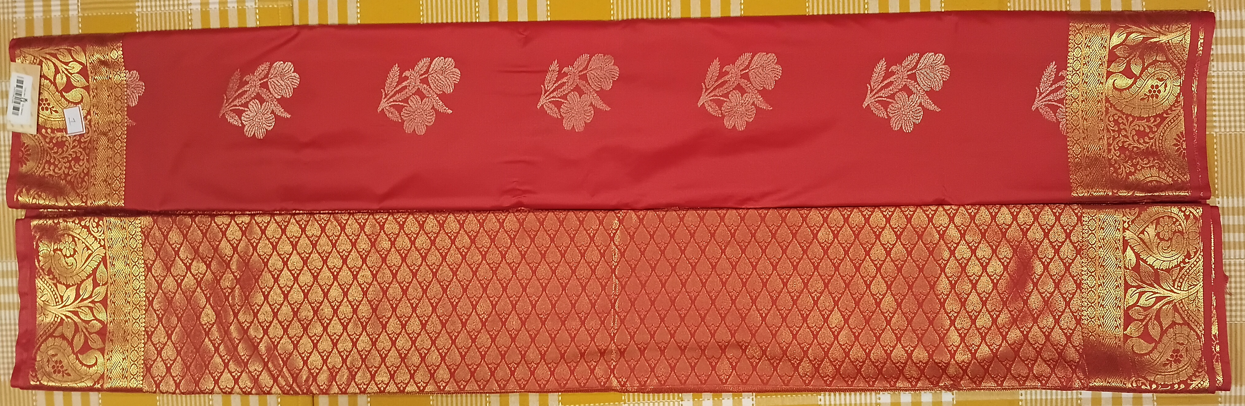 Red Pure Silk Sare 031 view 2