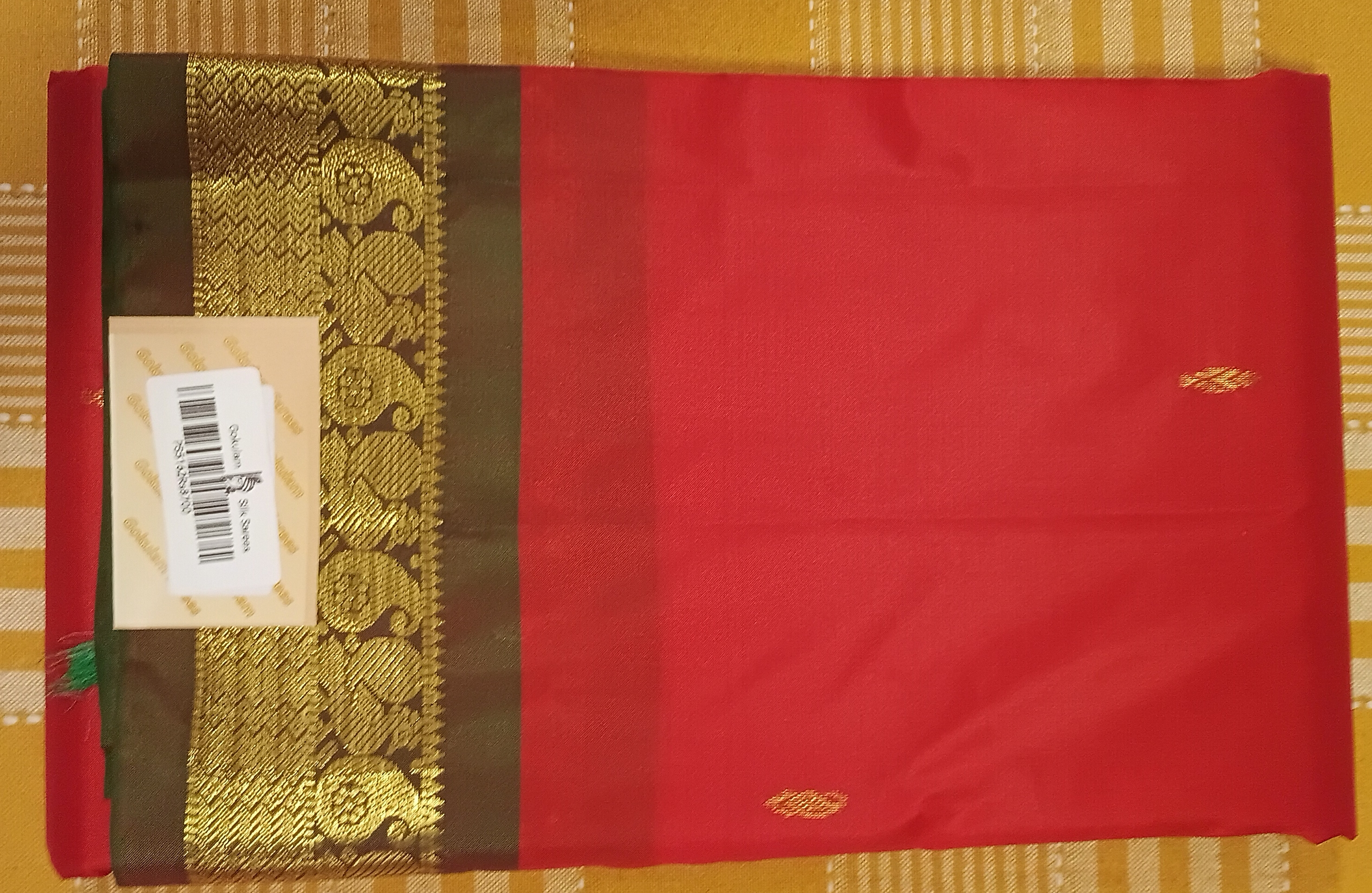 Red pure Silk Saree 033 view 2