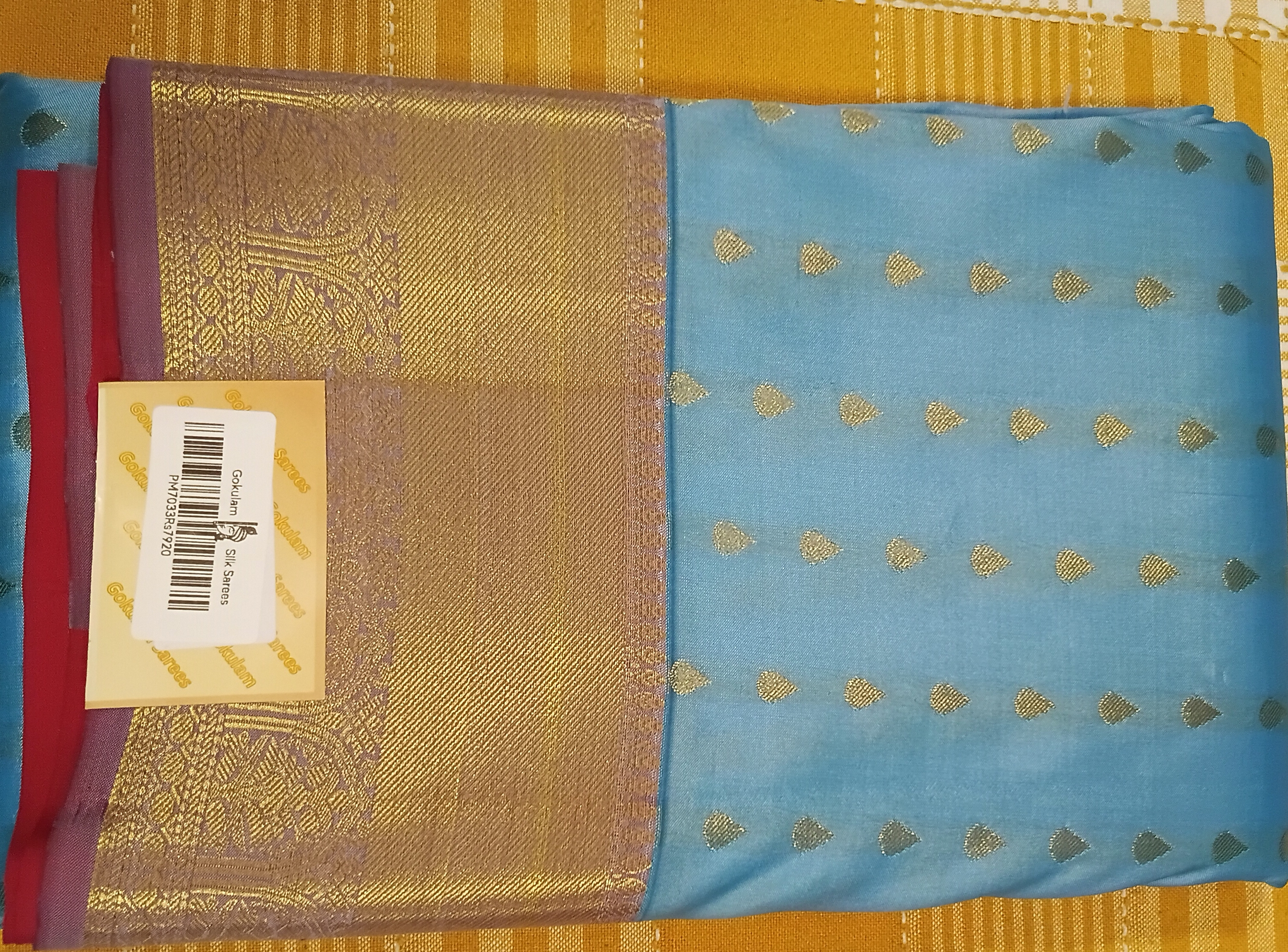 Pure Silk Saree Sky Blue 026 view 2