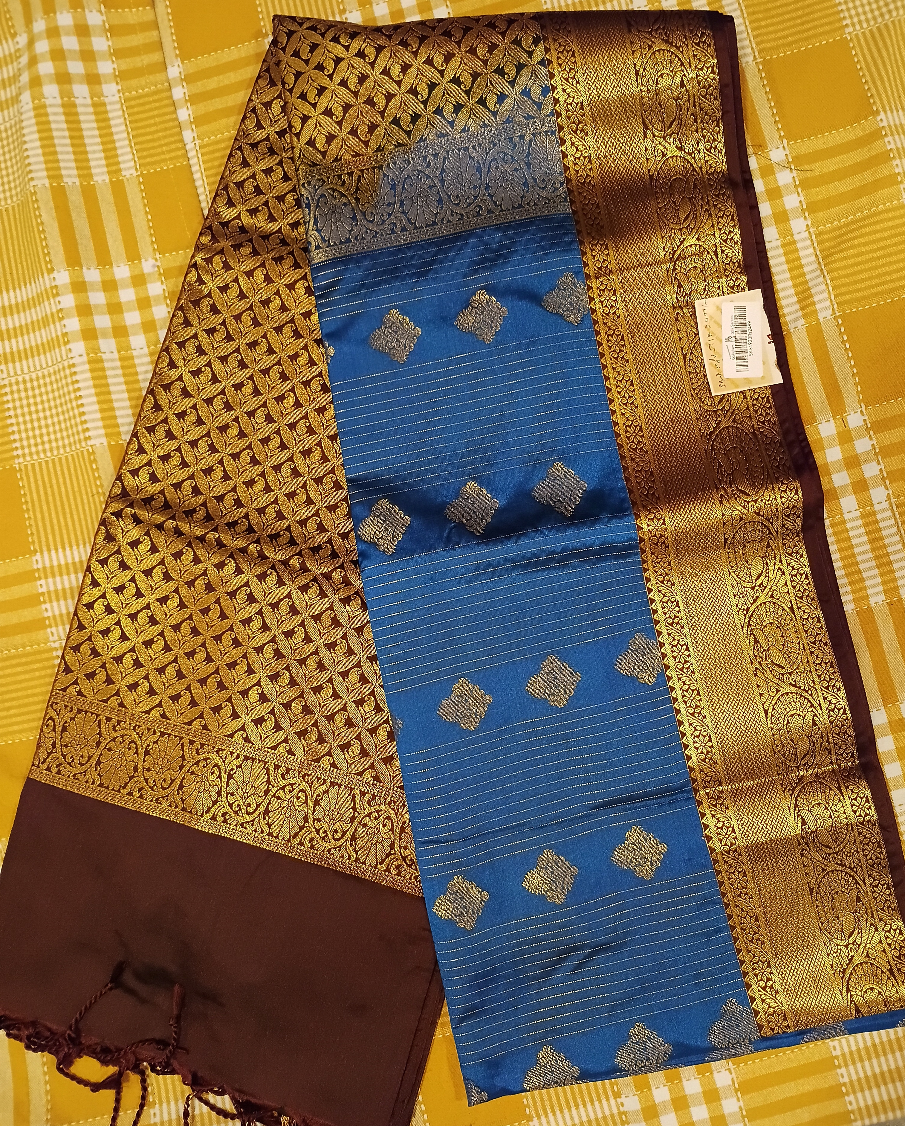 Blue With Brown Semi Silk Saree O05 view 2