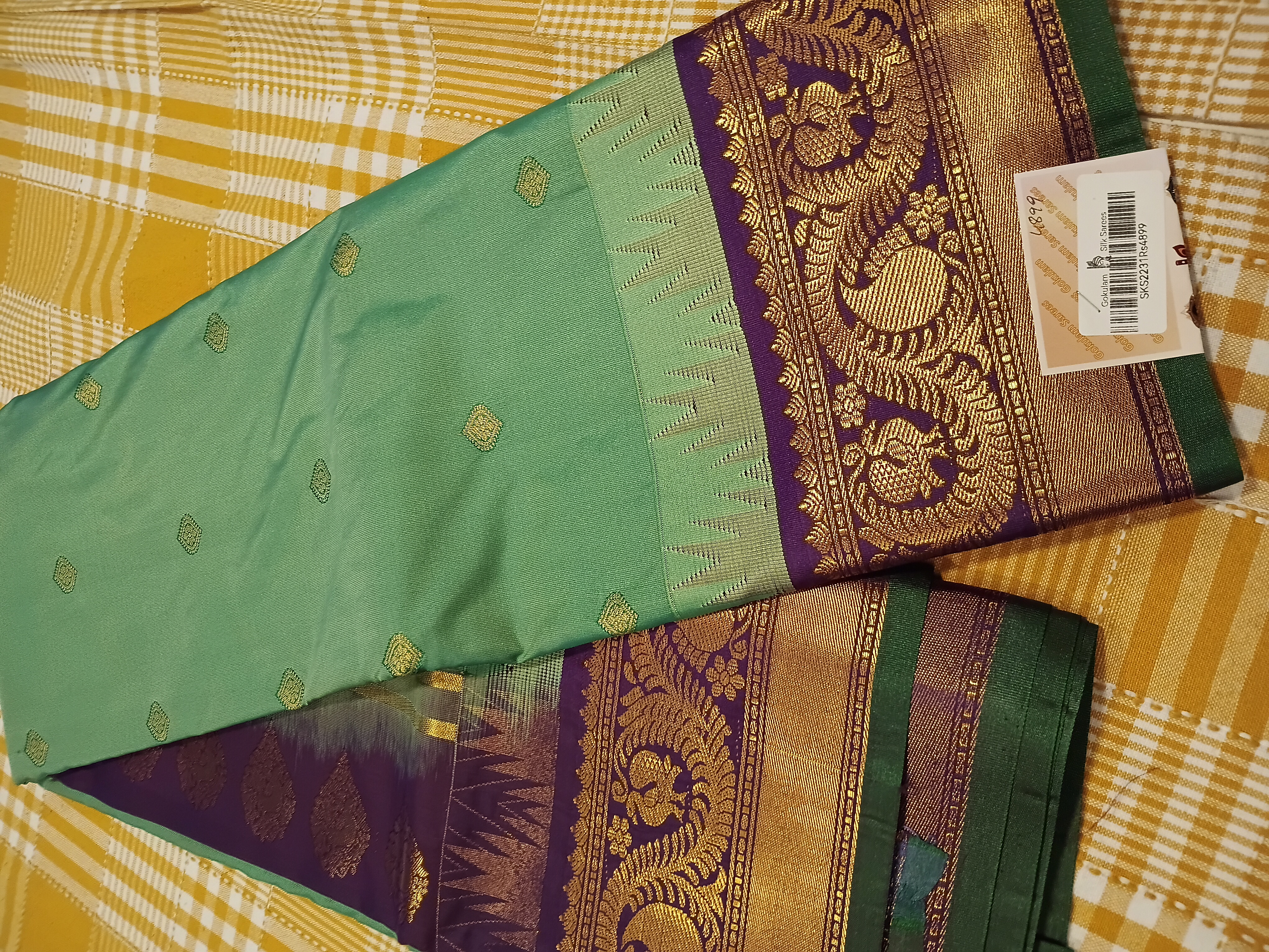Green and Purple Semi Kanchi Silk 016 view 2