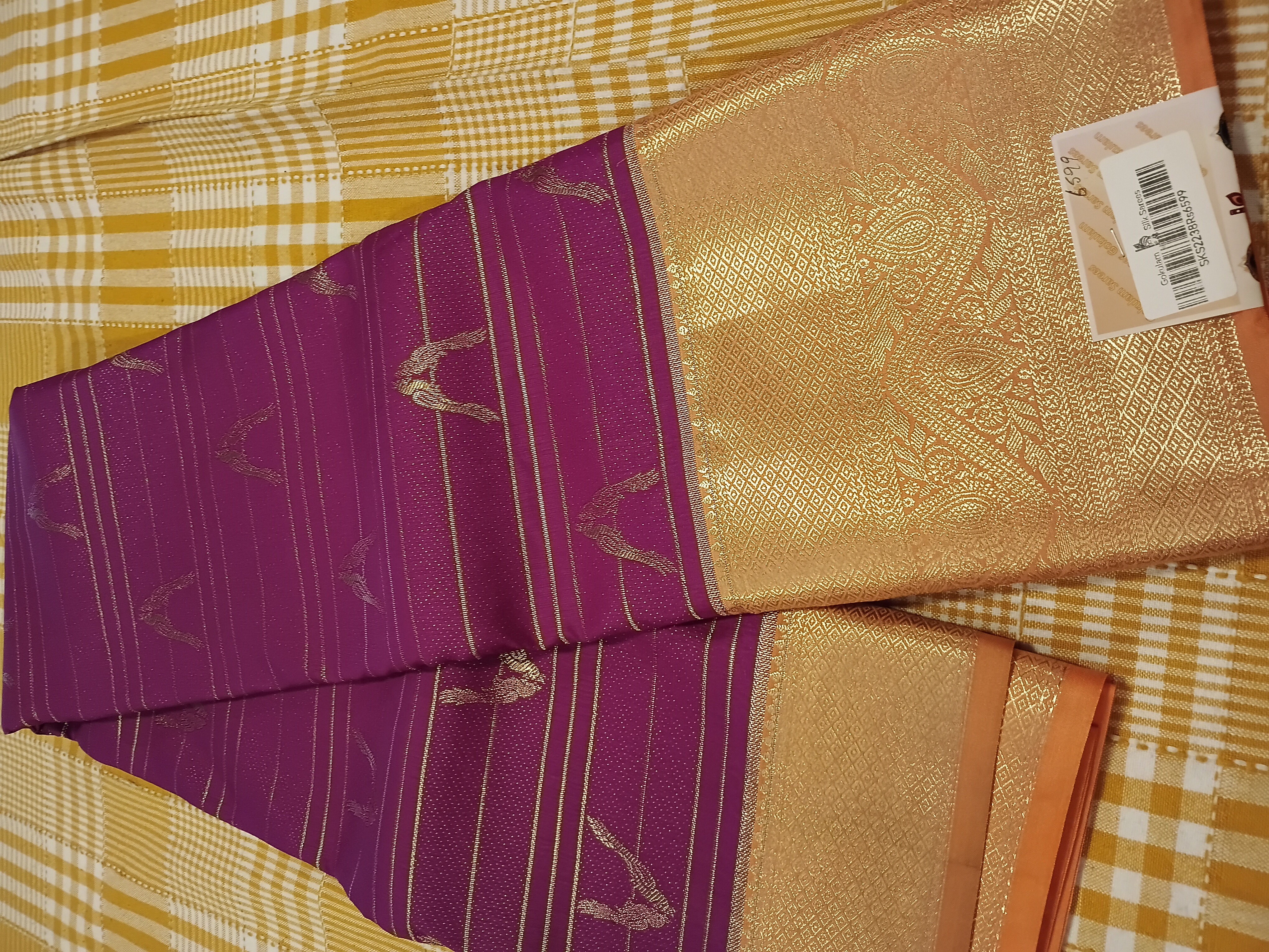 Wine Color With Yellow Semi Kanchi Silk 072 view 2