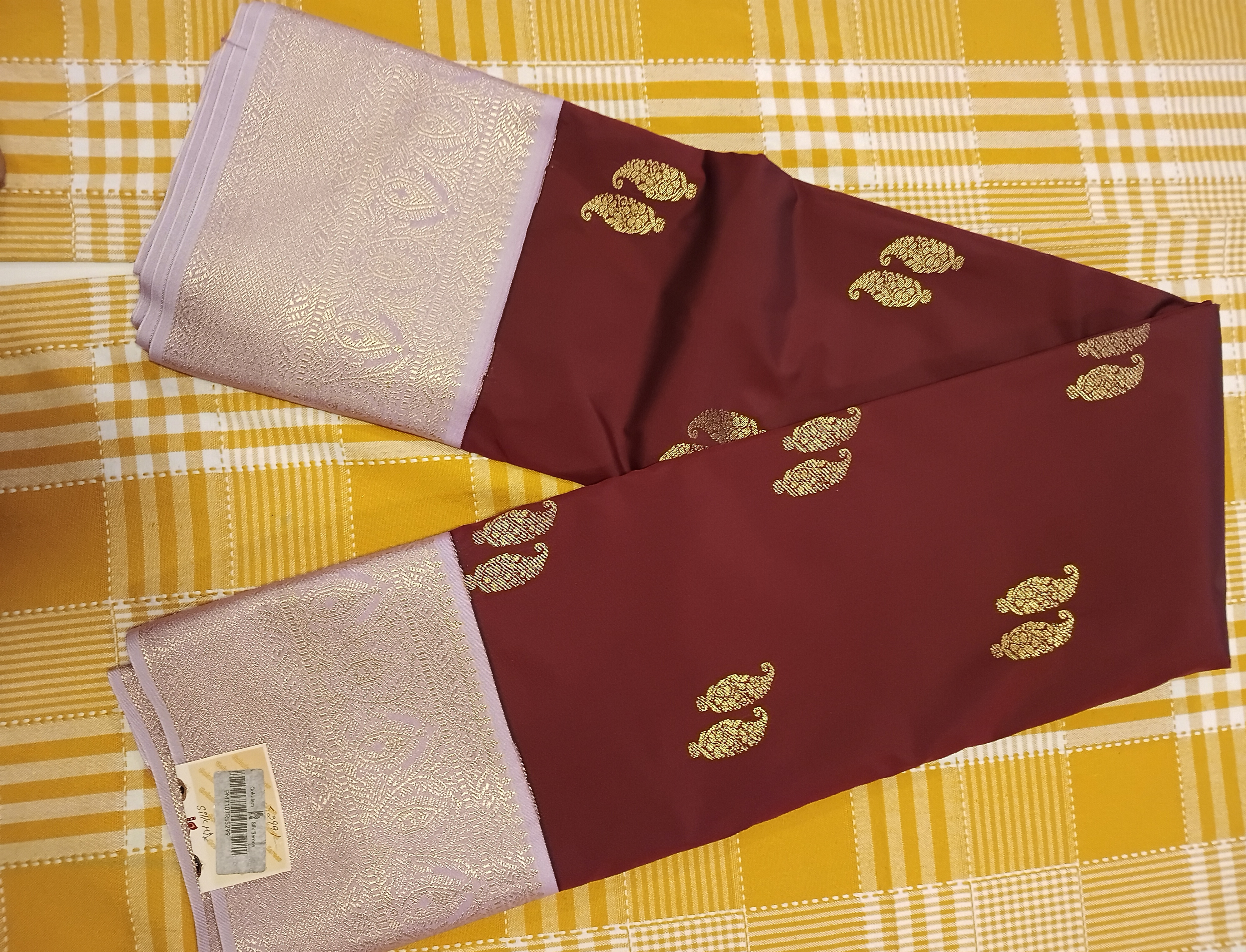 Brown With Light Purple Semi Kanchi Silk 009 view 2