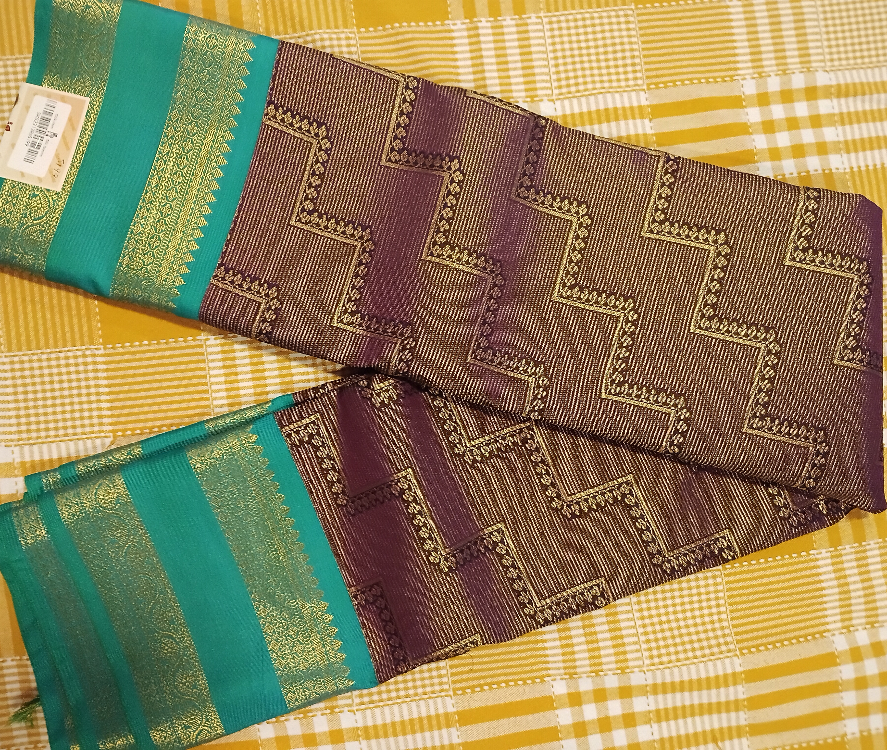 Brown With Light Green Semi Kanchi Silk 008 view 2