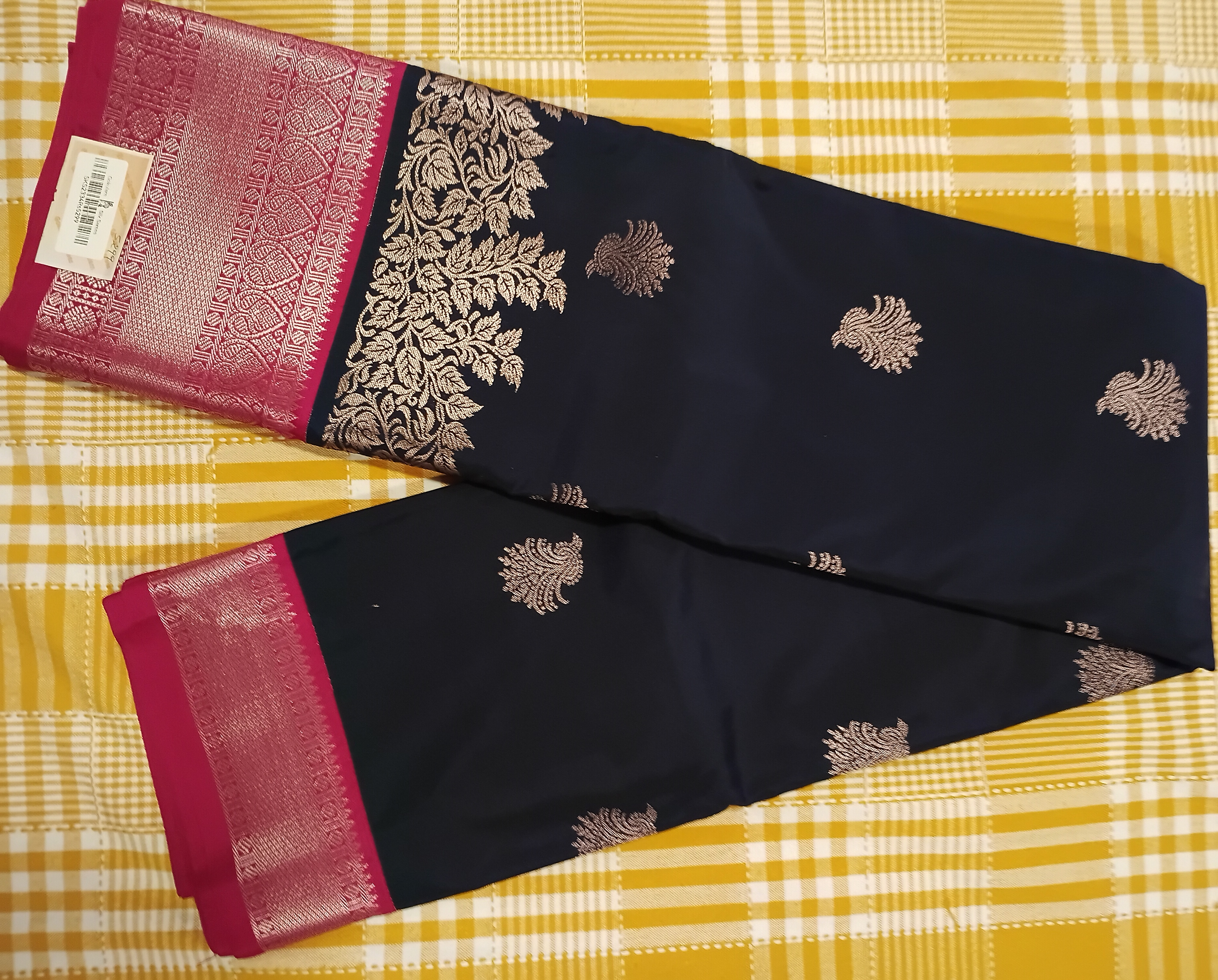 Pink With Dark Purple Semi Kanchi Silk 035 view 2