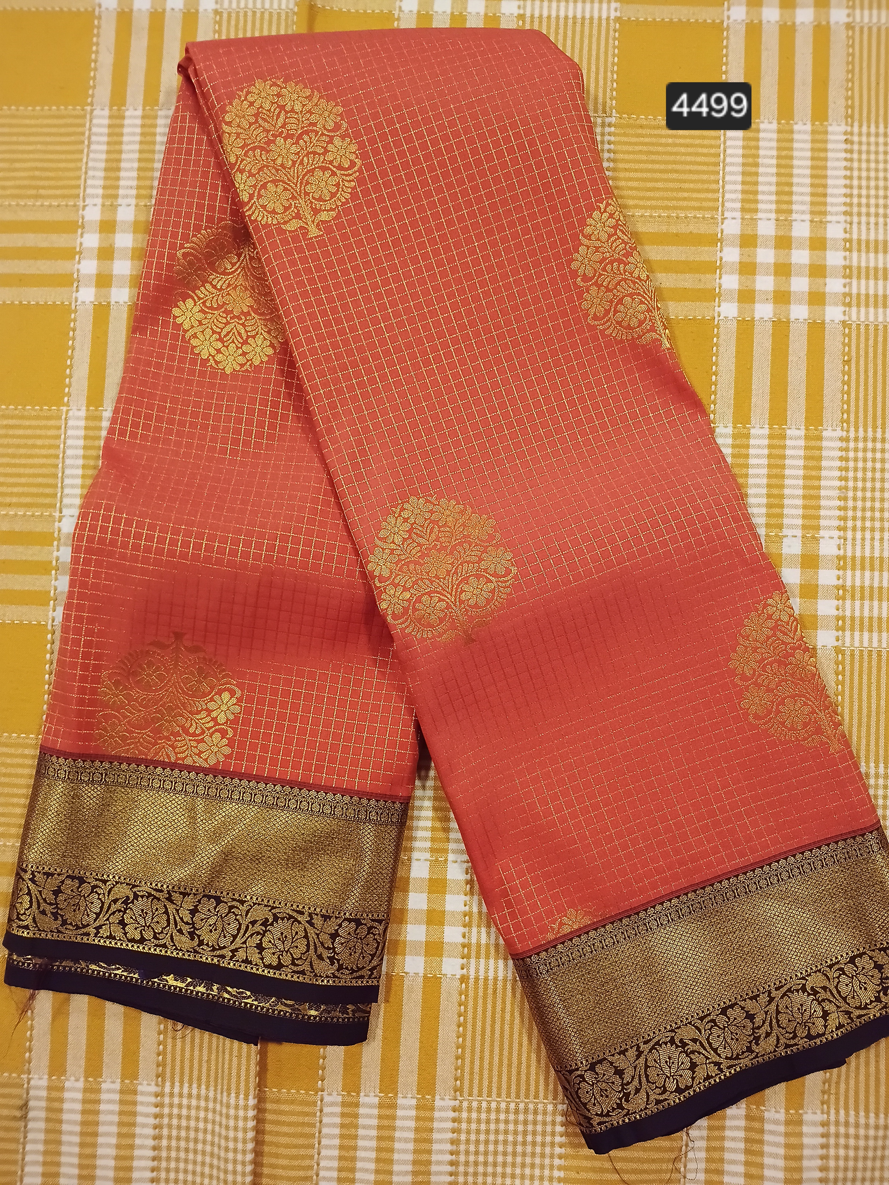 Orange With Brown Semi Kanchi Silk 030 view 2