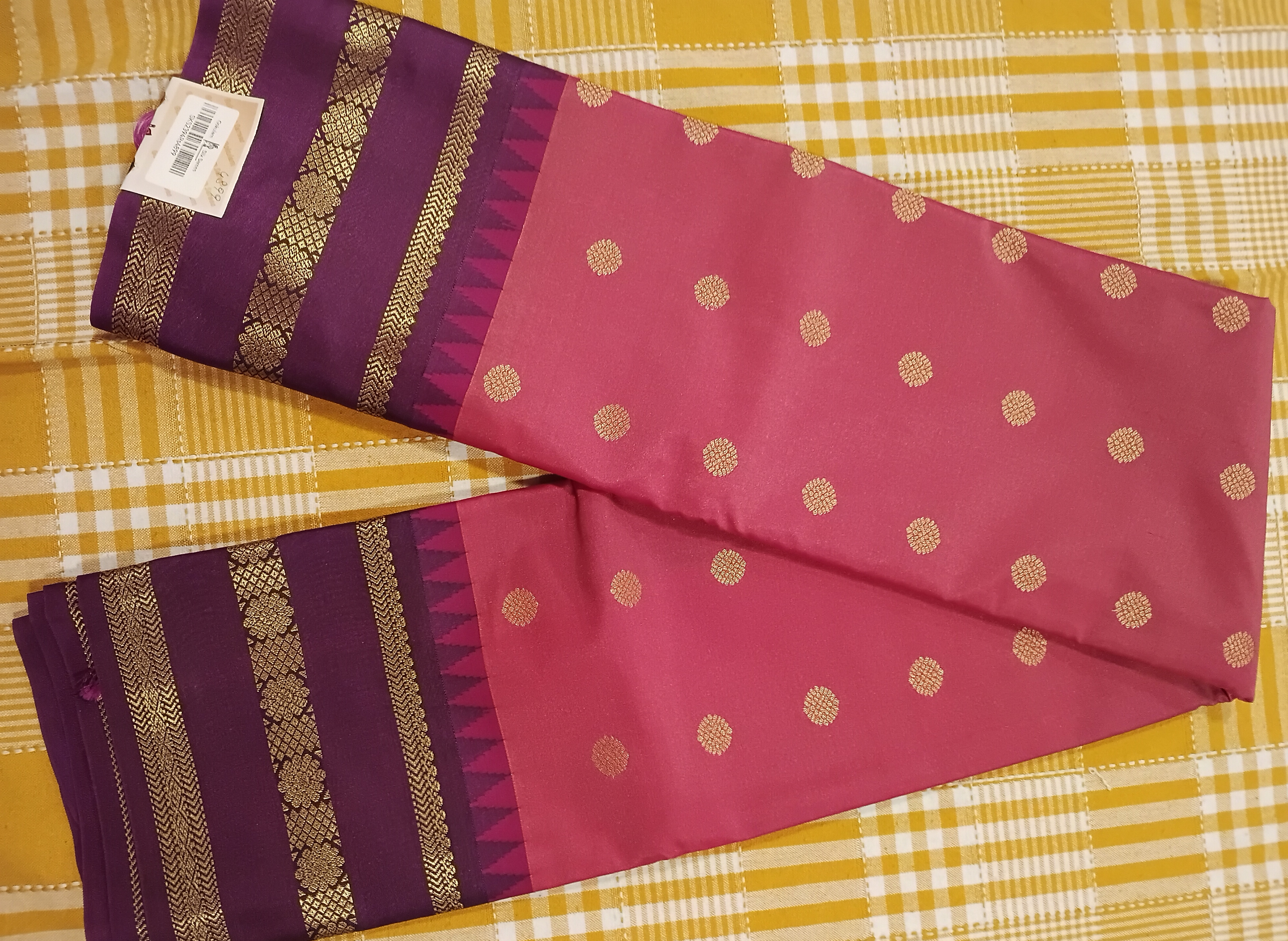 Pink With Purple Semi Kanchi Silk 036 view 2