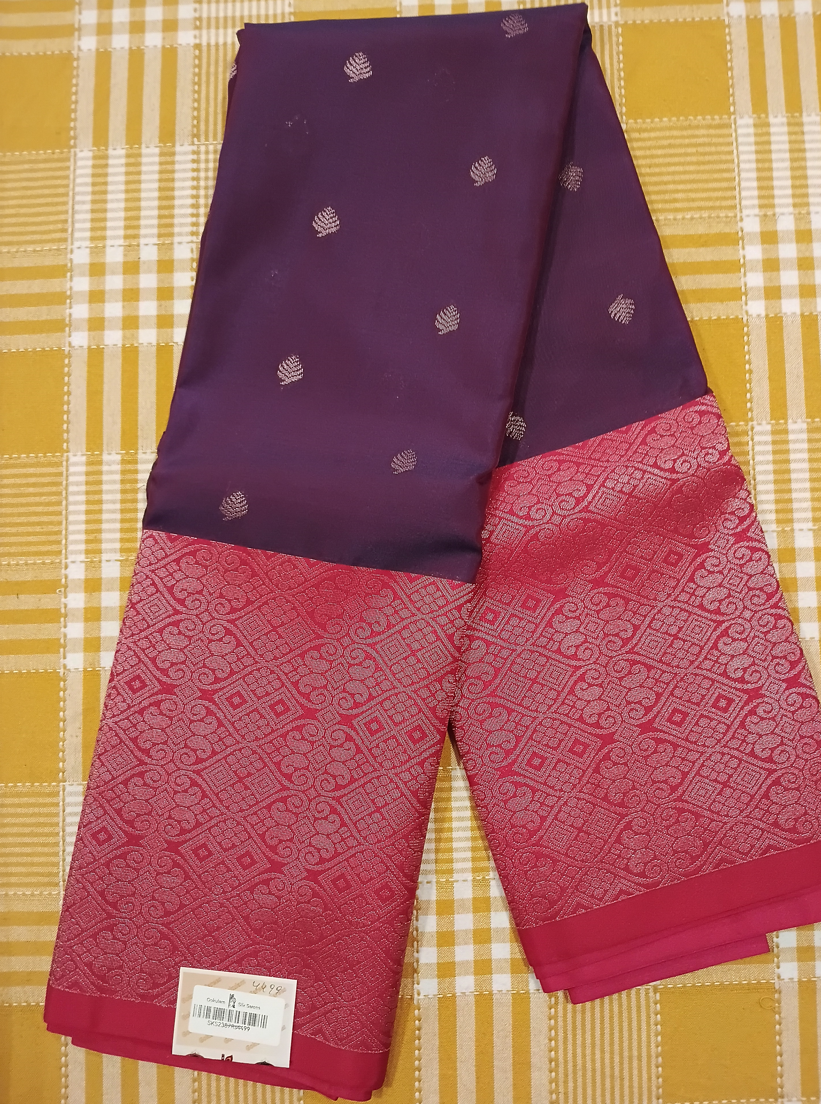 Wine Color With Red Semi Kanchi Silk 071 view 2