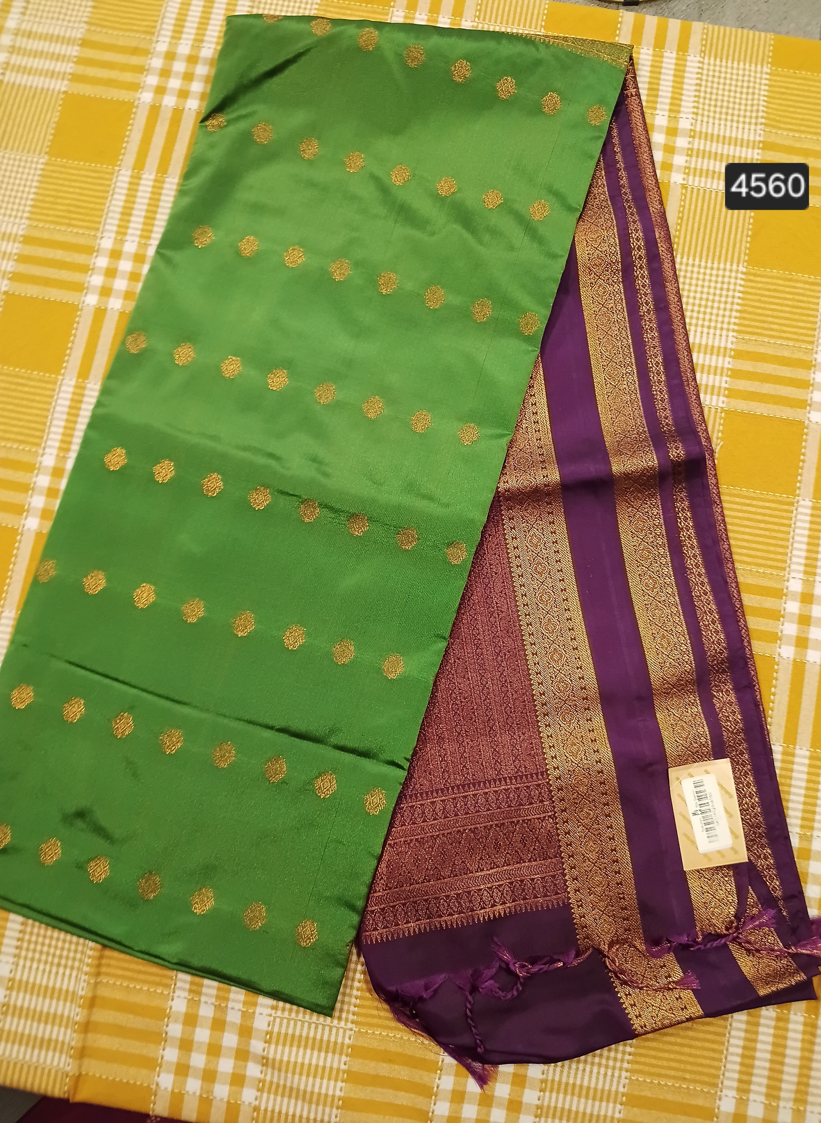 Purple With Green Semi Soft Kanchi Silk 039 view 2