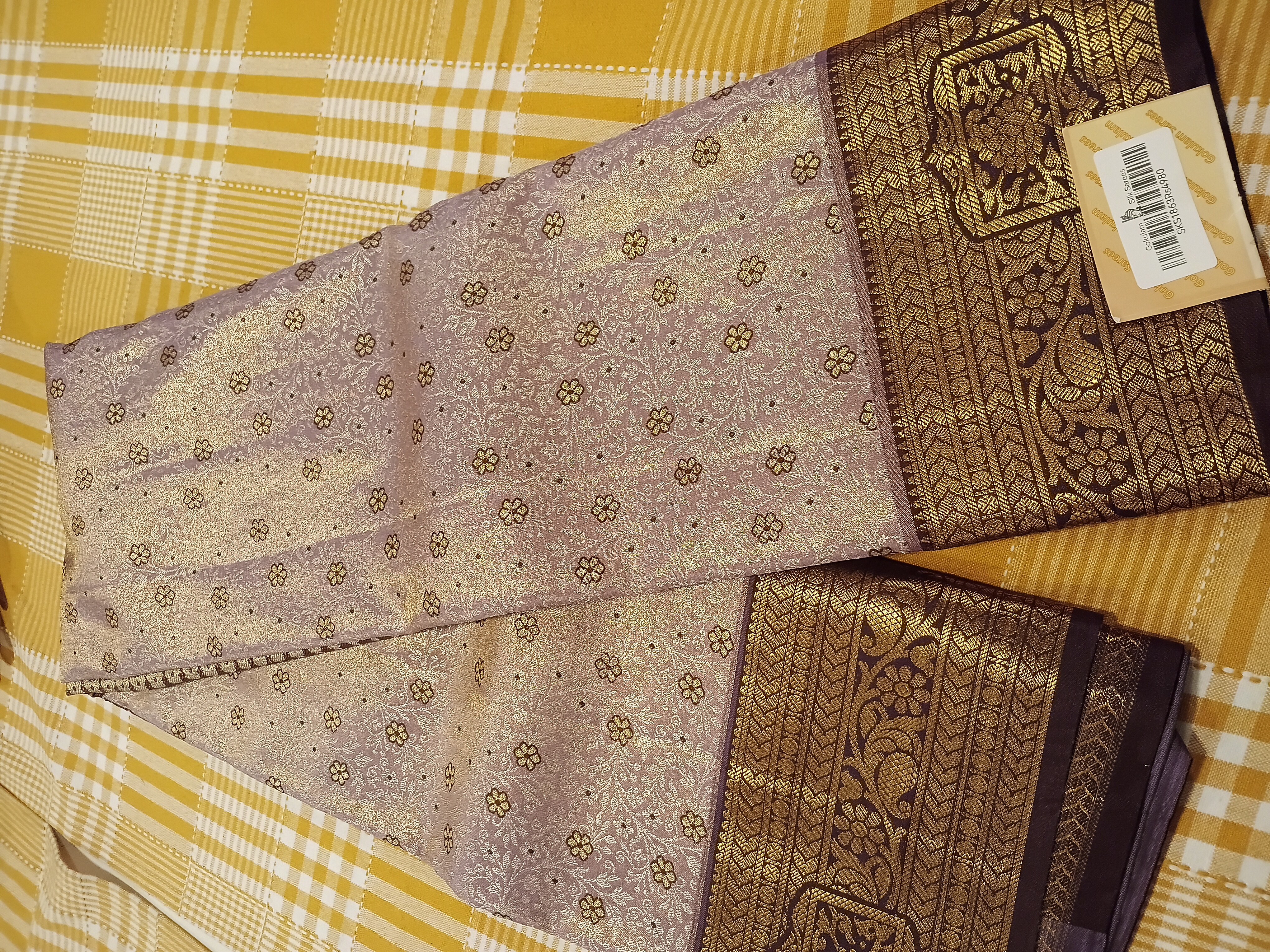 Lavender With Brown Semi Kanchi Silk 021 view 2