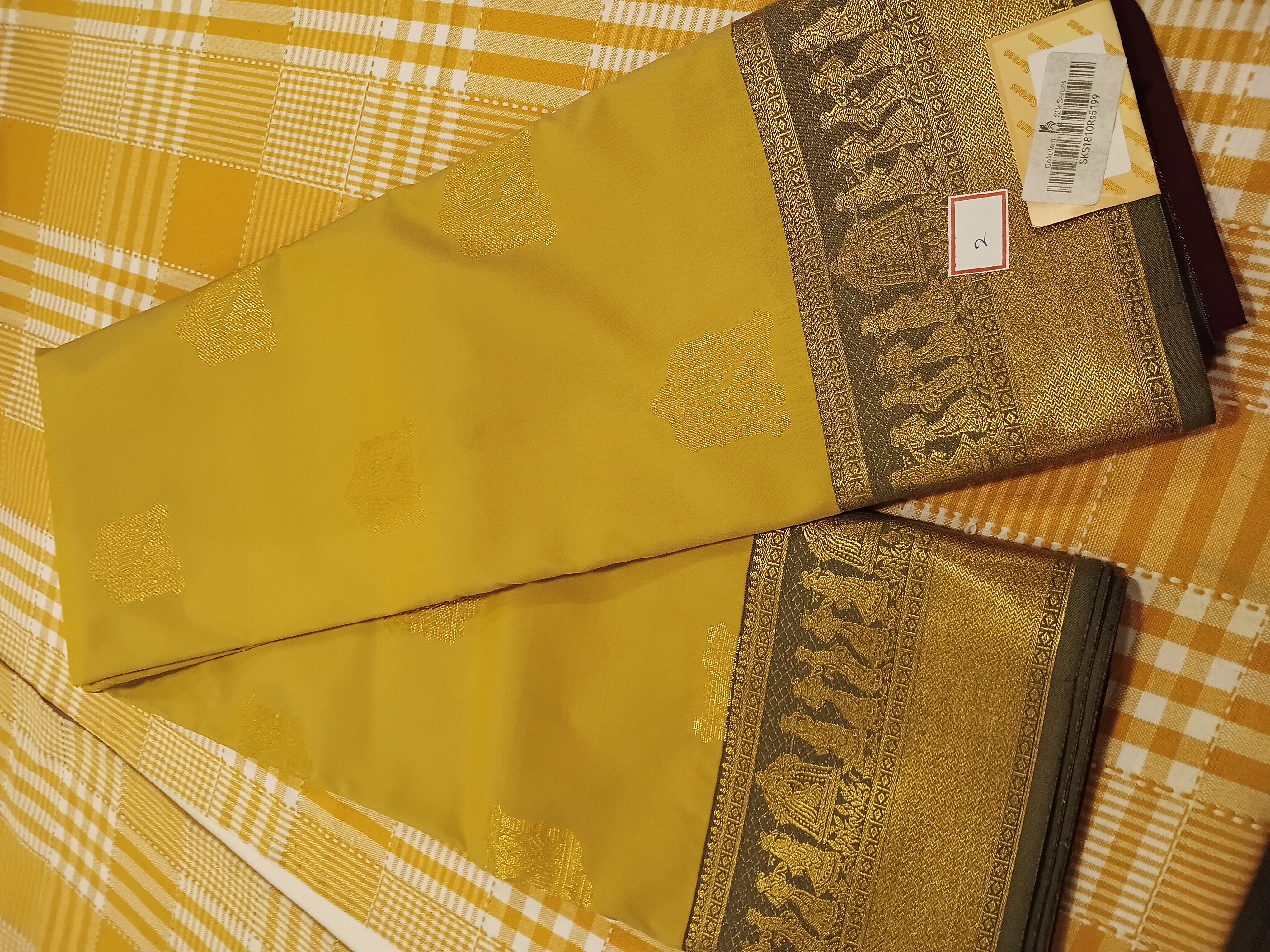 Yellow semi Kanchi Silk 074 view 2