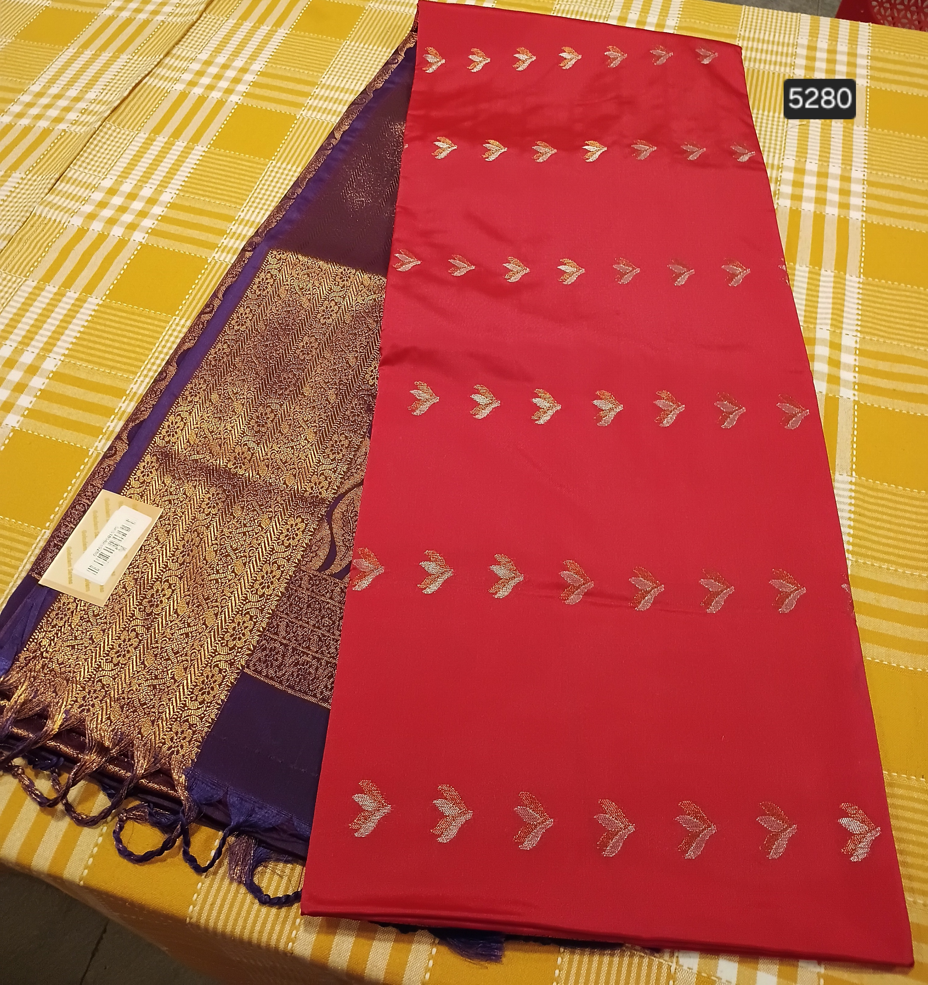 Red With Purple Semi Kanchi Silk 047 view 2