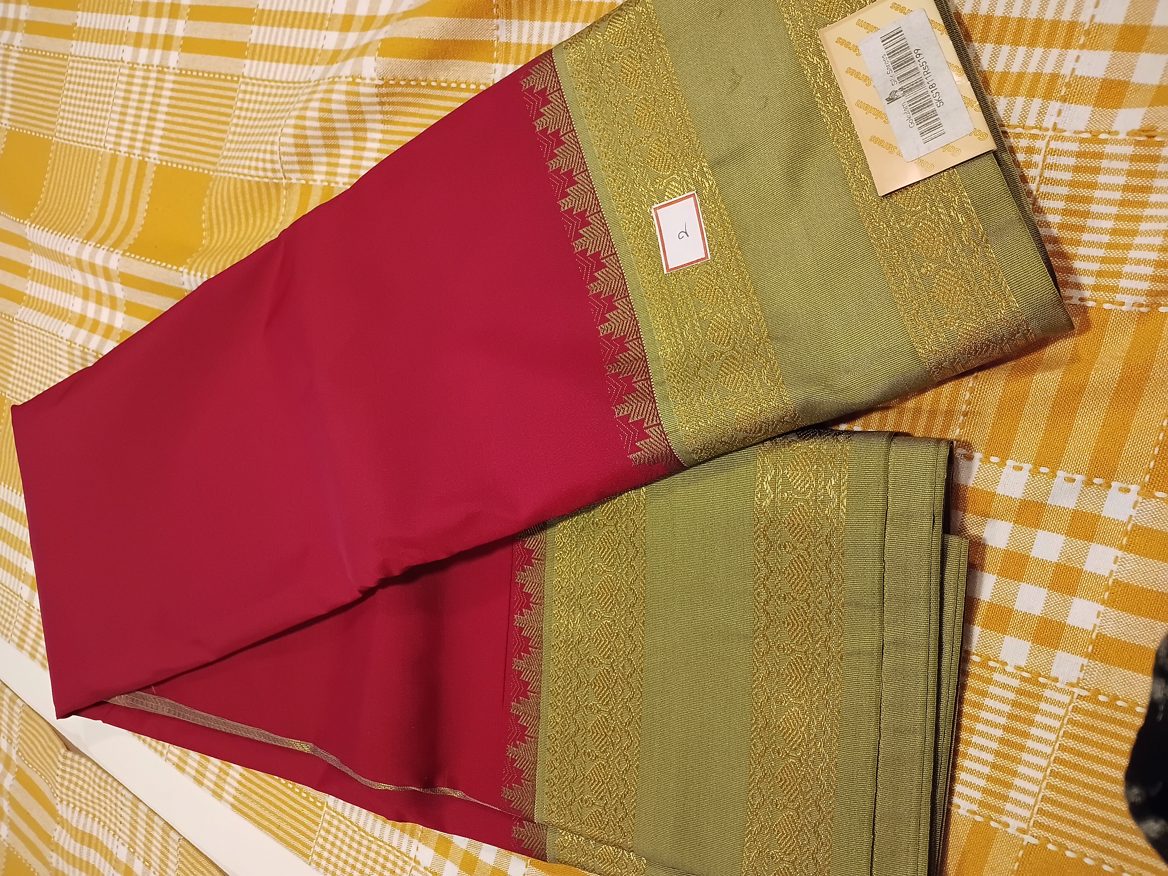 Red With Green Semi Kanchi Silk 046 view 2