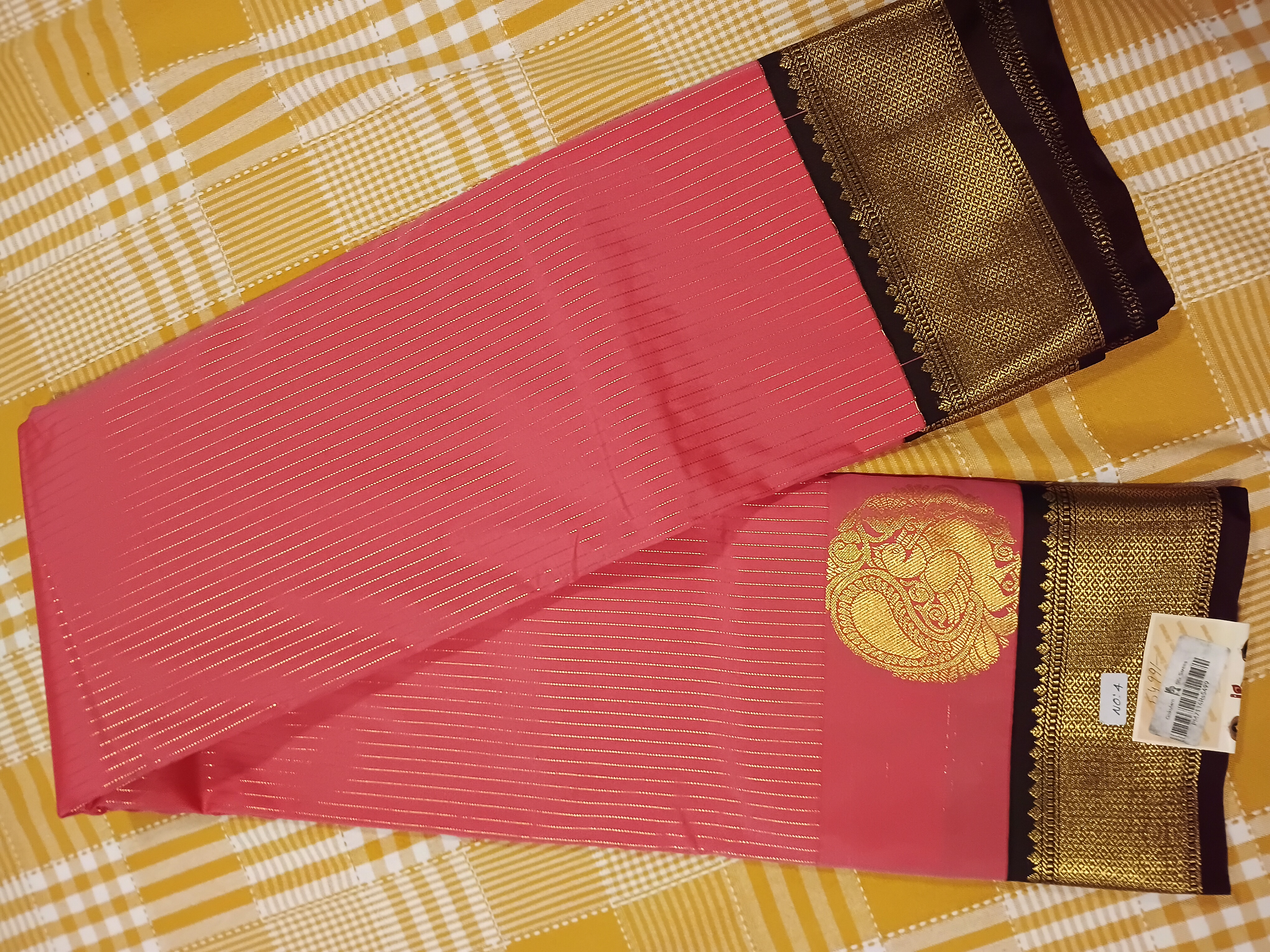 Pink With Brown Semi Kanchi Silk 034 view 2