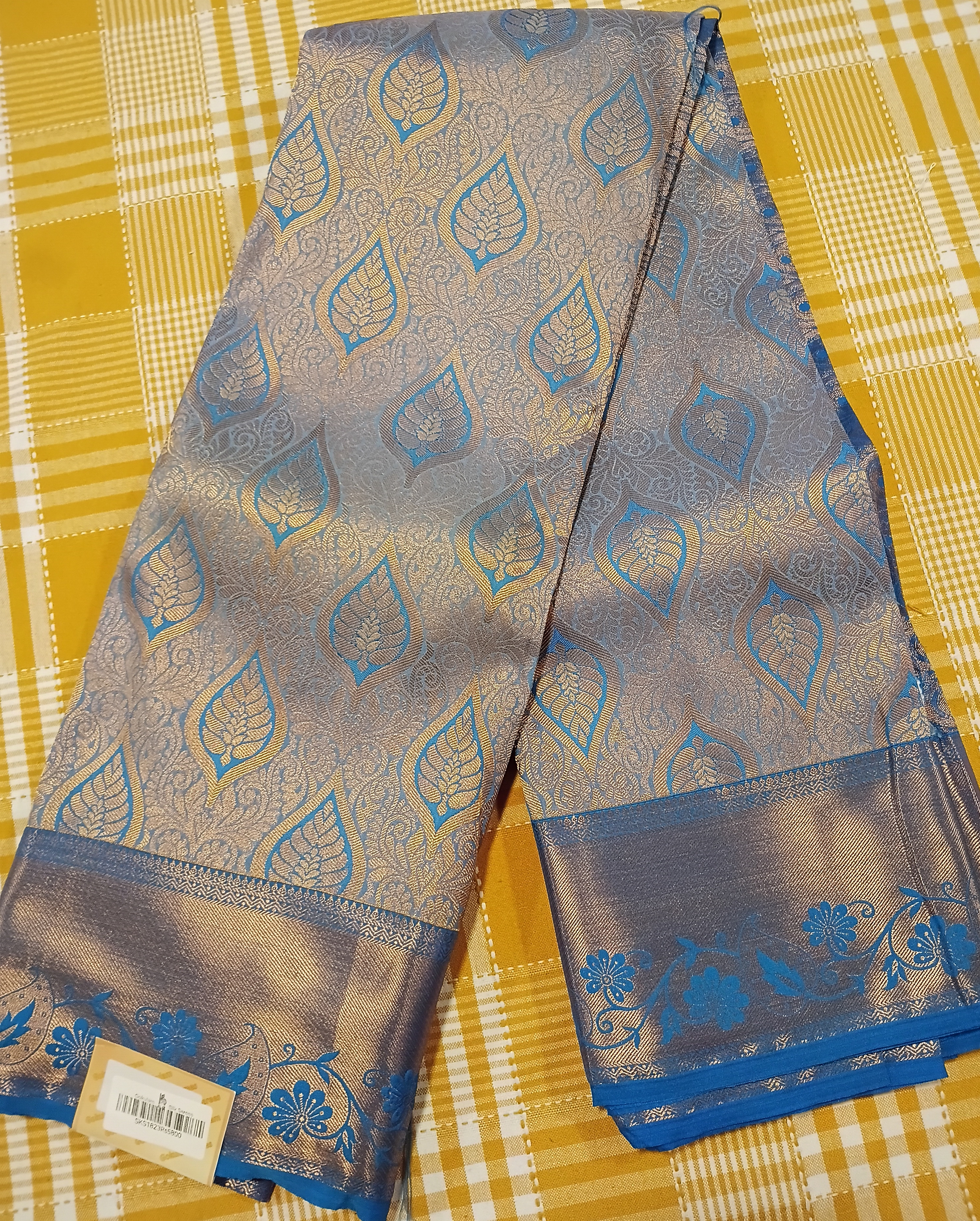 Blue Semi Kanchi Silk Saree 003 view 2