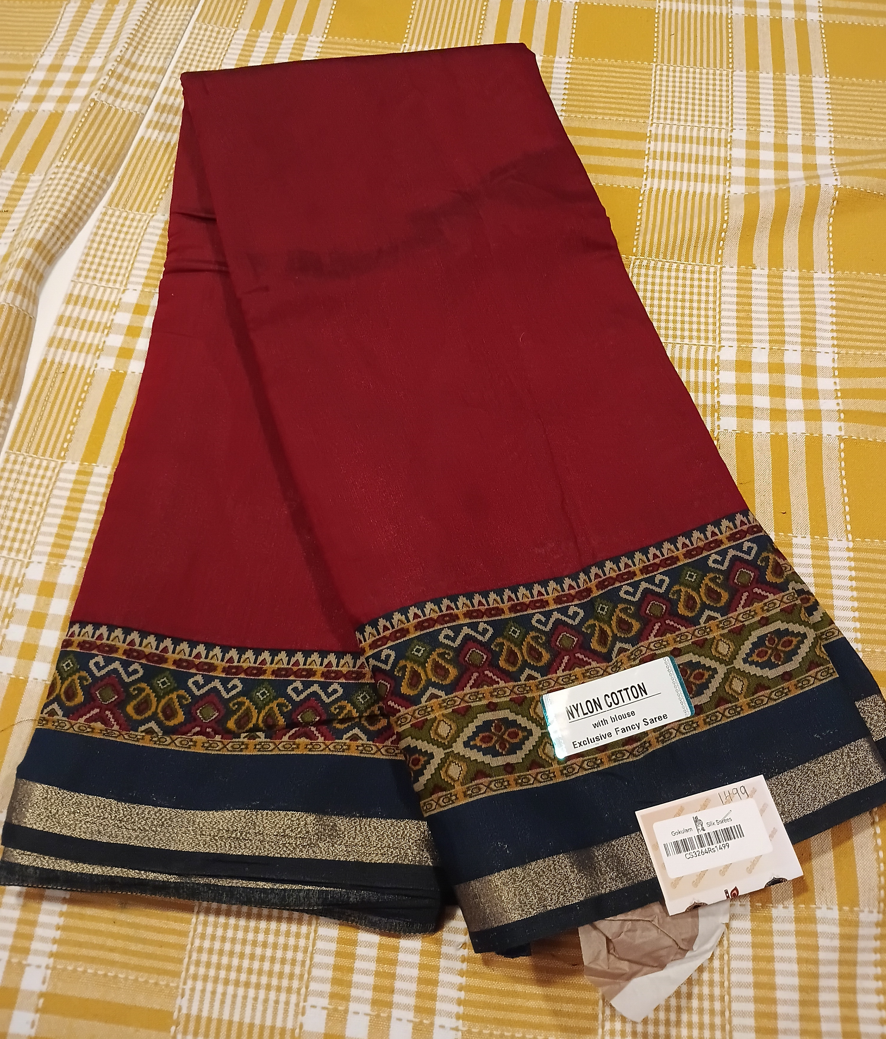 Maroon Mul Cotton Saree 060 view 2