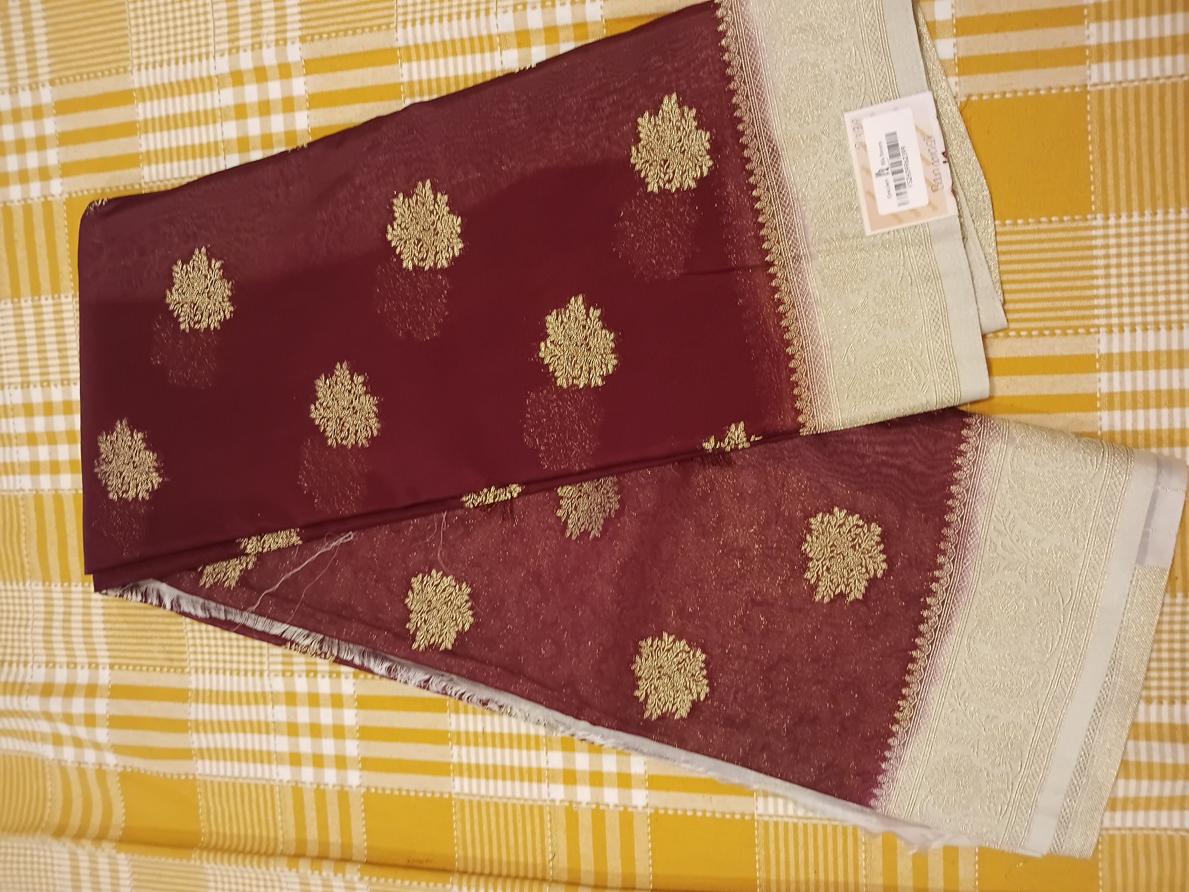 Brown With White Banarasi Saree 004 view 2