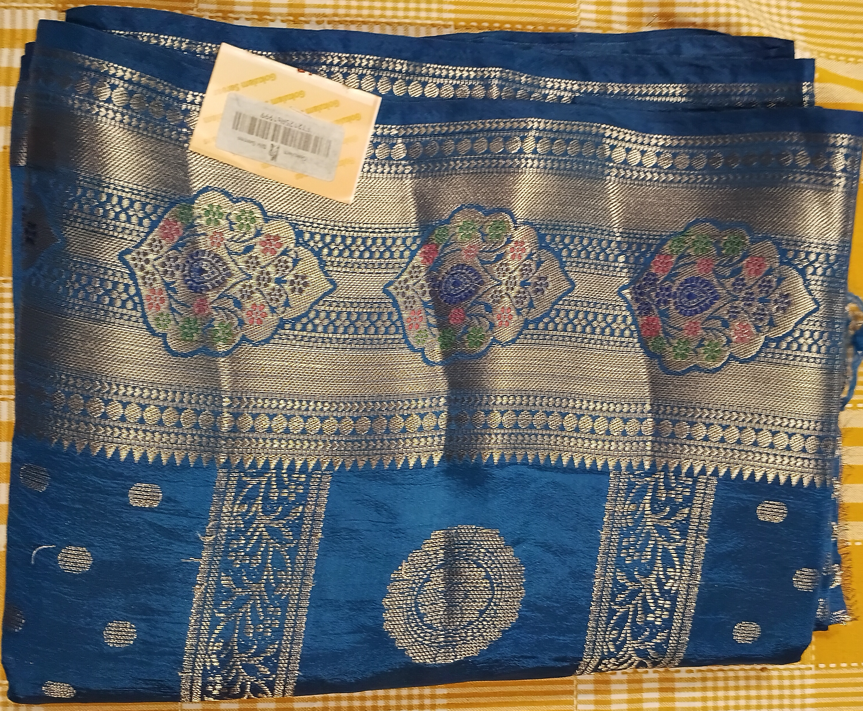 Blue Tussar Silk Saree 001 view 2