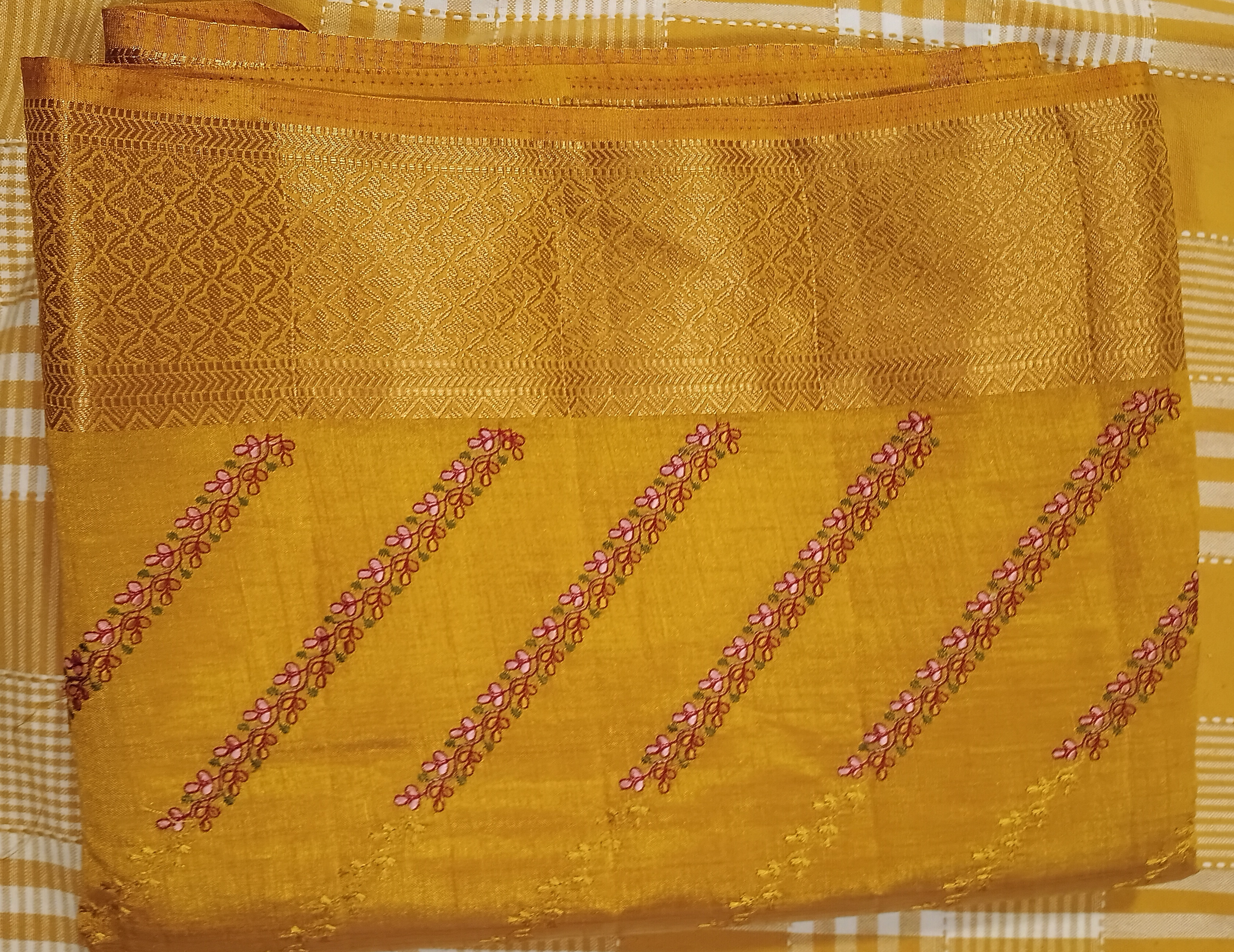 Tussar Silk  Yellow 019 view 2