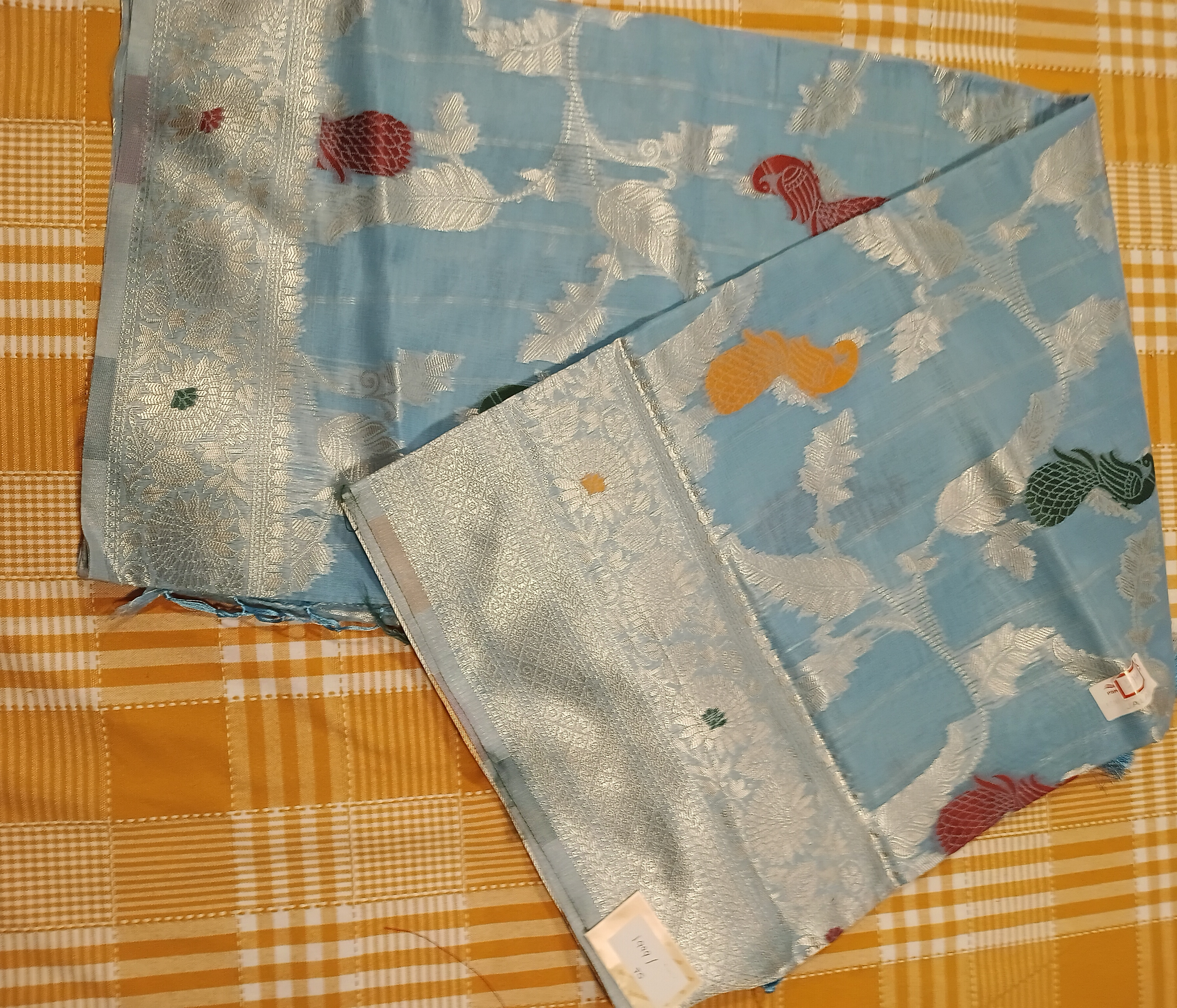 Sky Blue Tussar Silk Saree 018 view 2