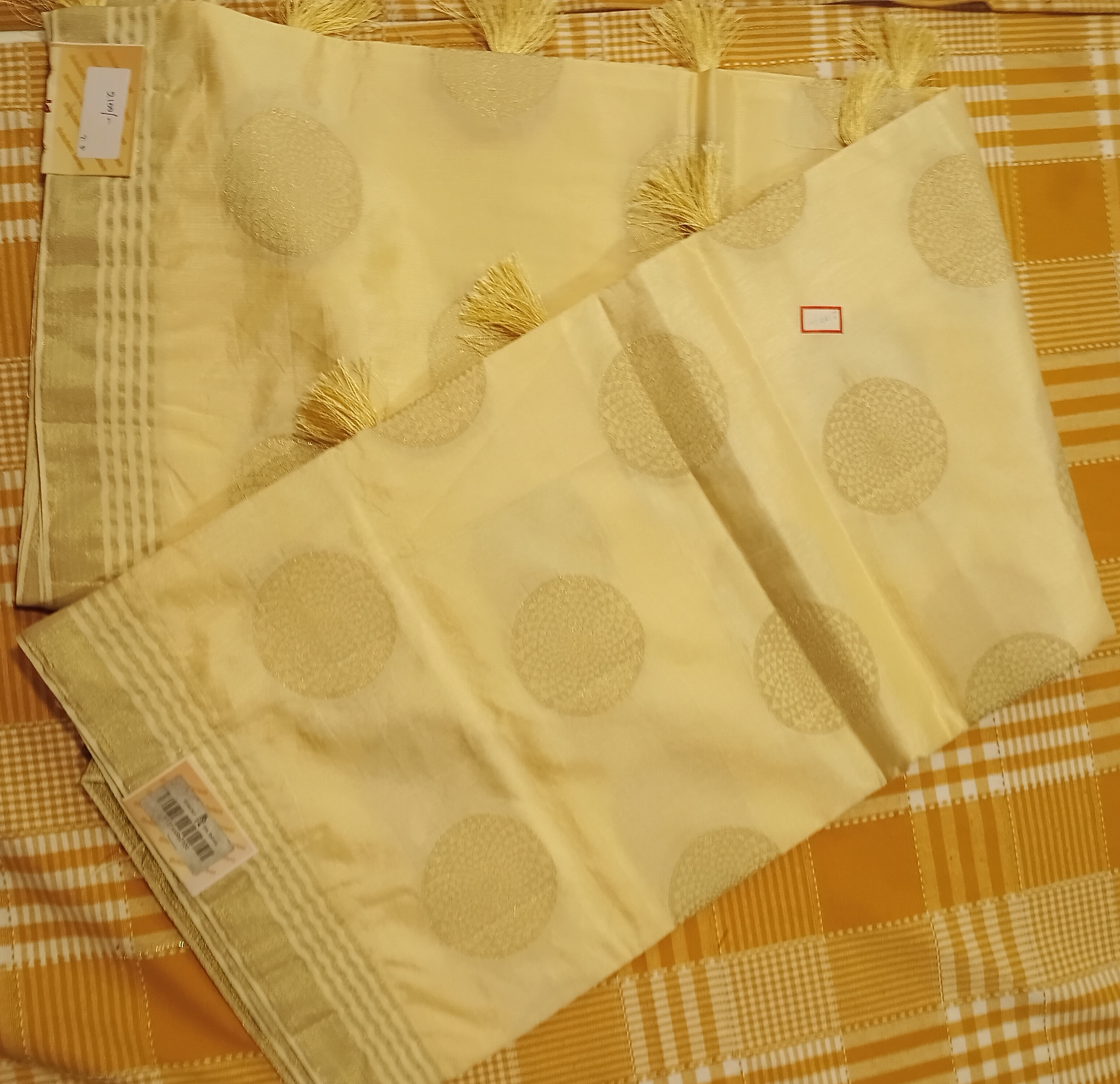 Cream Color Tussar Silk 002 view 2