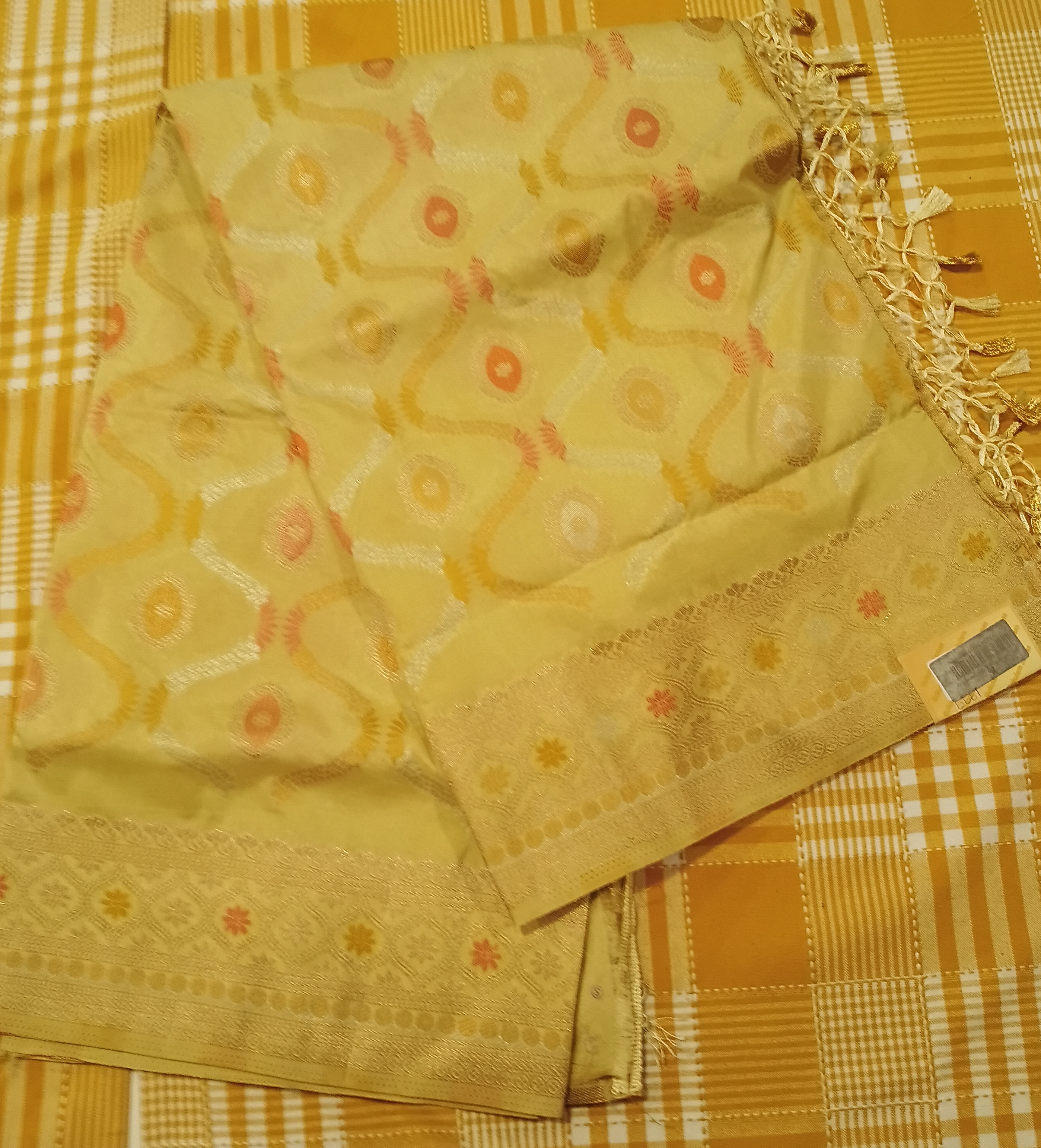 Yellow Tussar Silk Saree 024 view 2