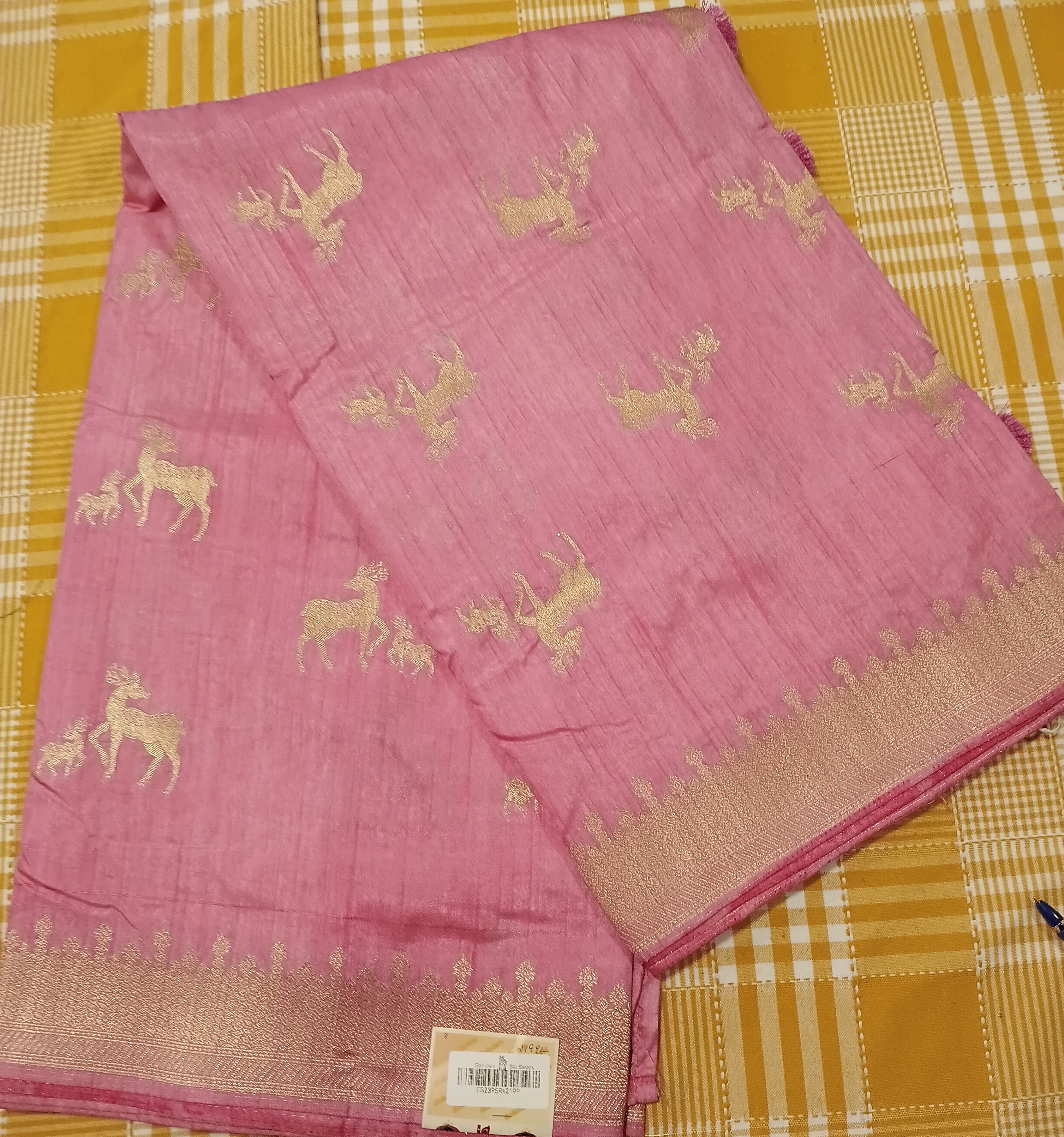 Pink Tussar Saree 015 view 2