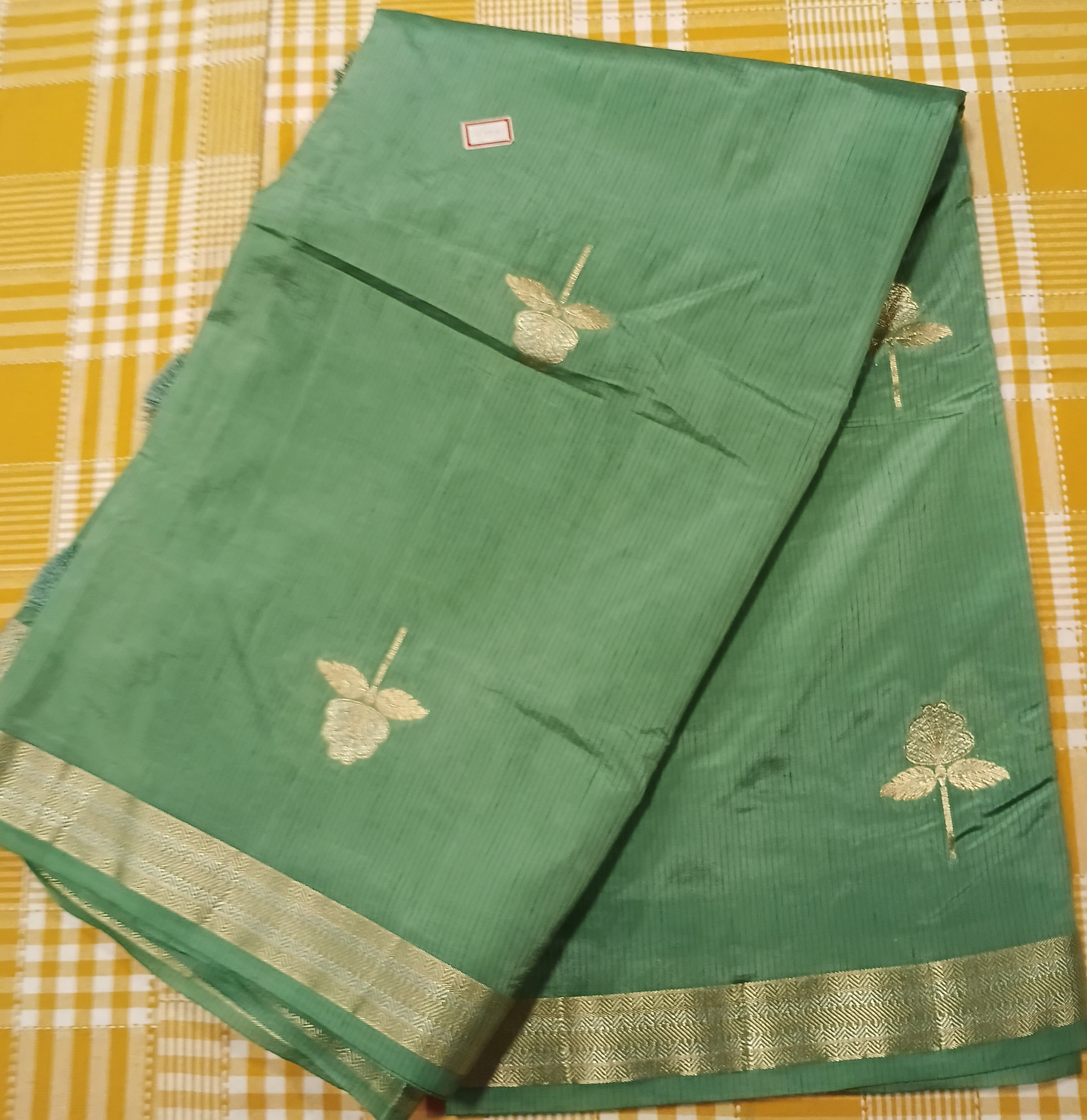 Green Saree Tussar Silk 007 view 2