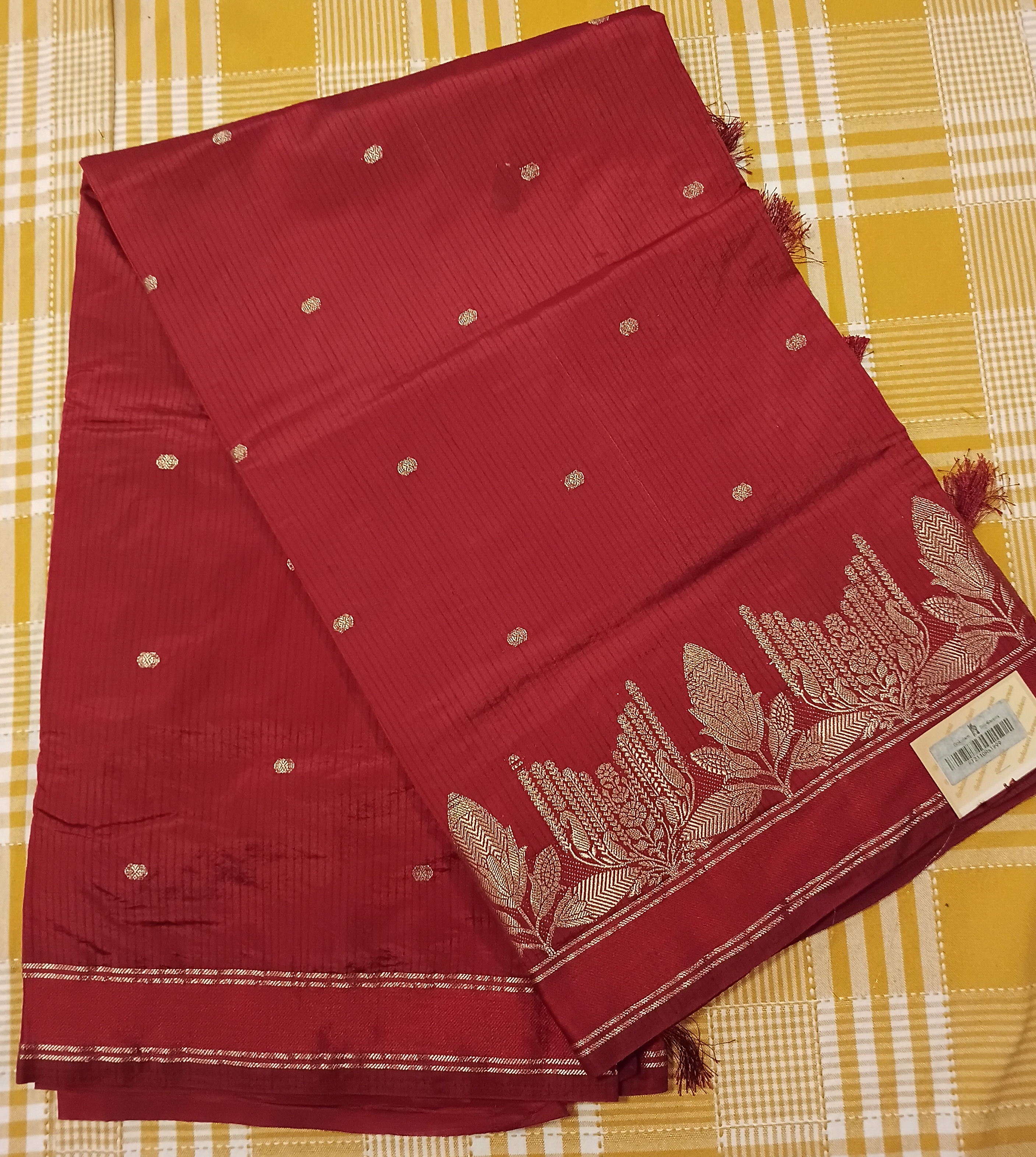Maroon Tussar Silk Saree 014 view 2