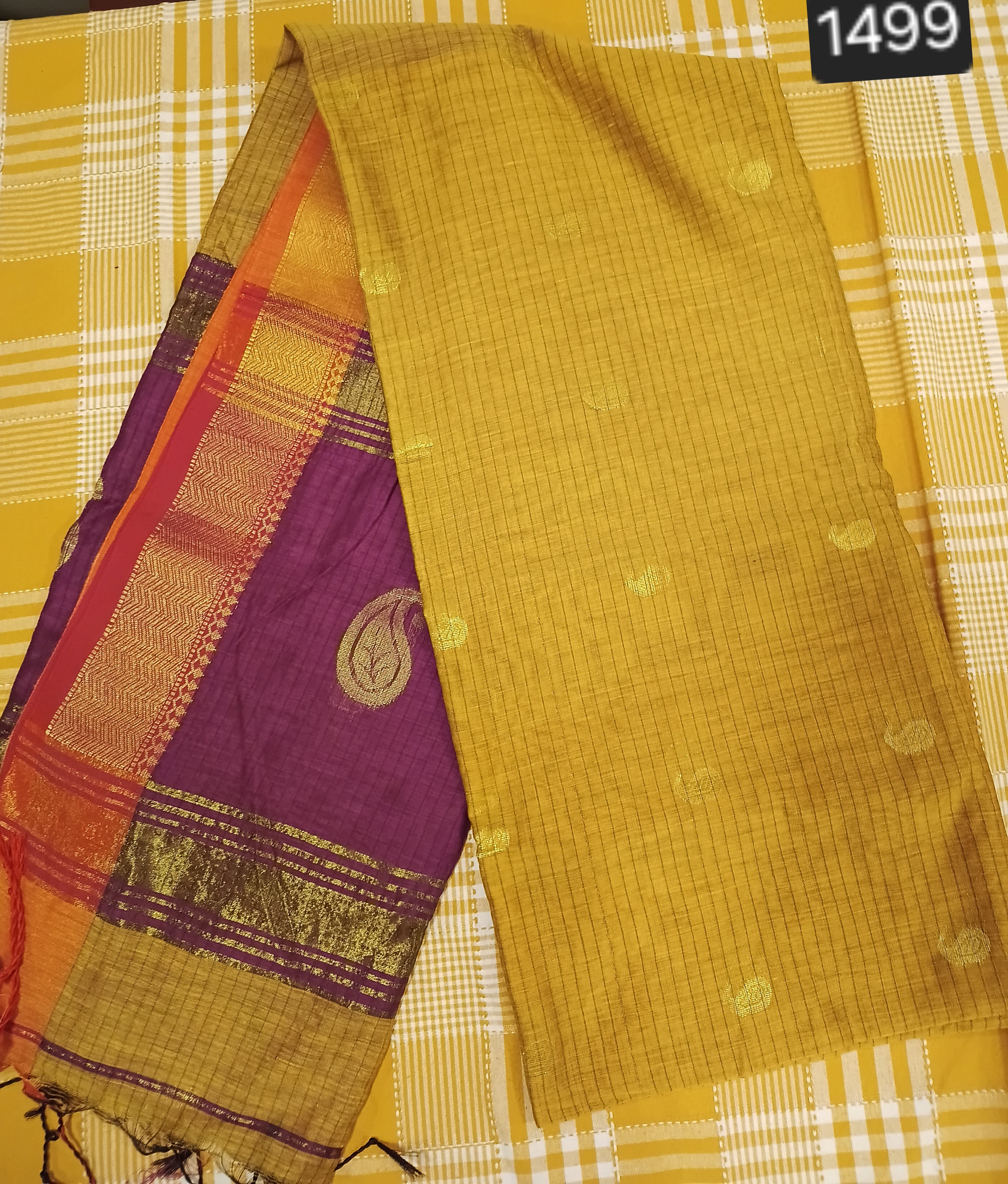 Yellow With Pink Maheshwari Cotton 029 view 2