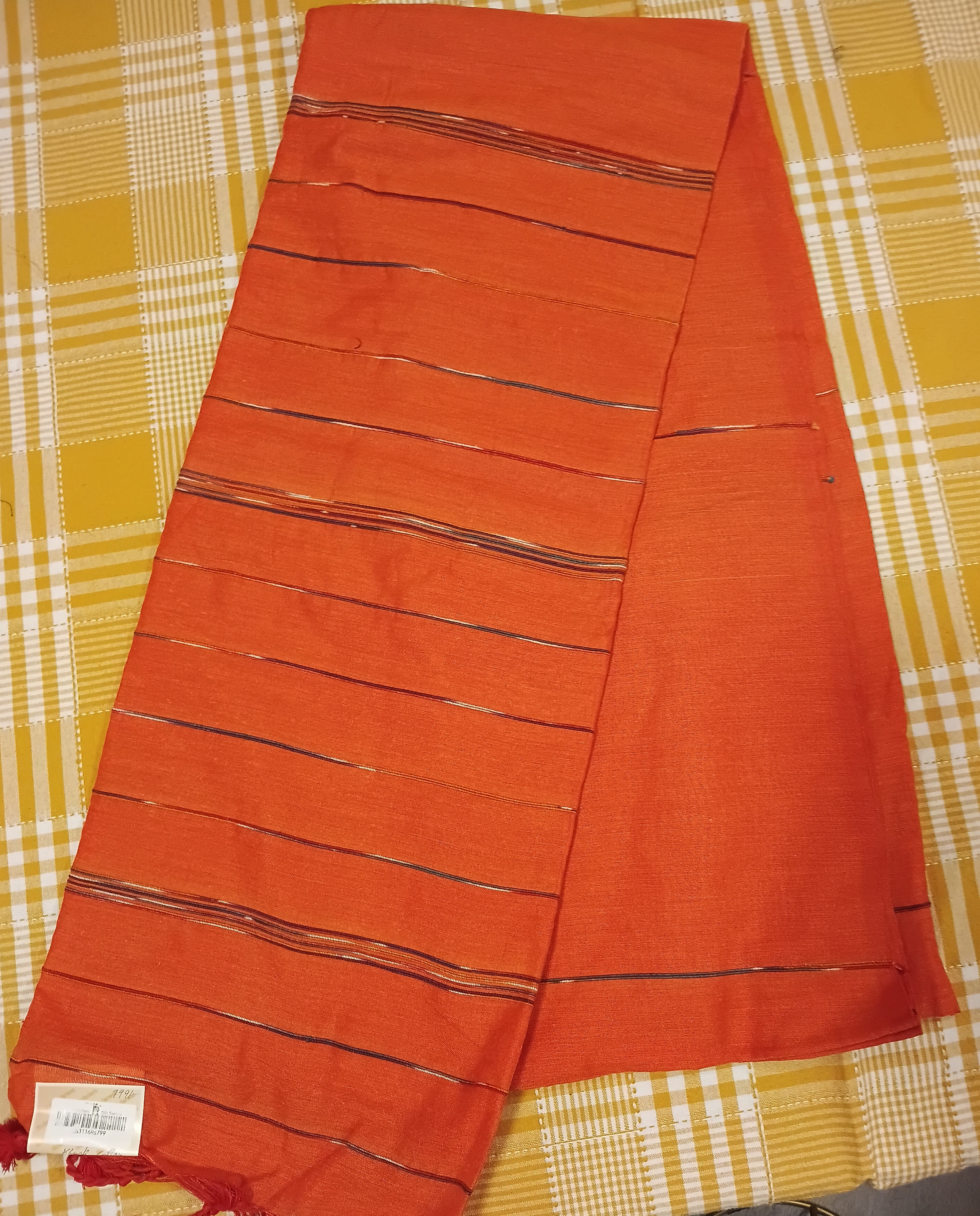 Orange Khadi Cotton 020 view 2