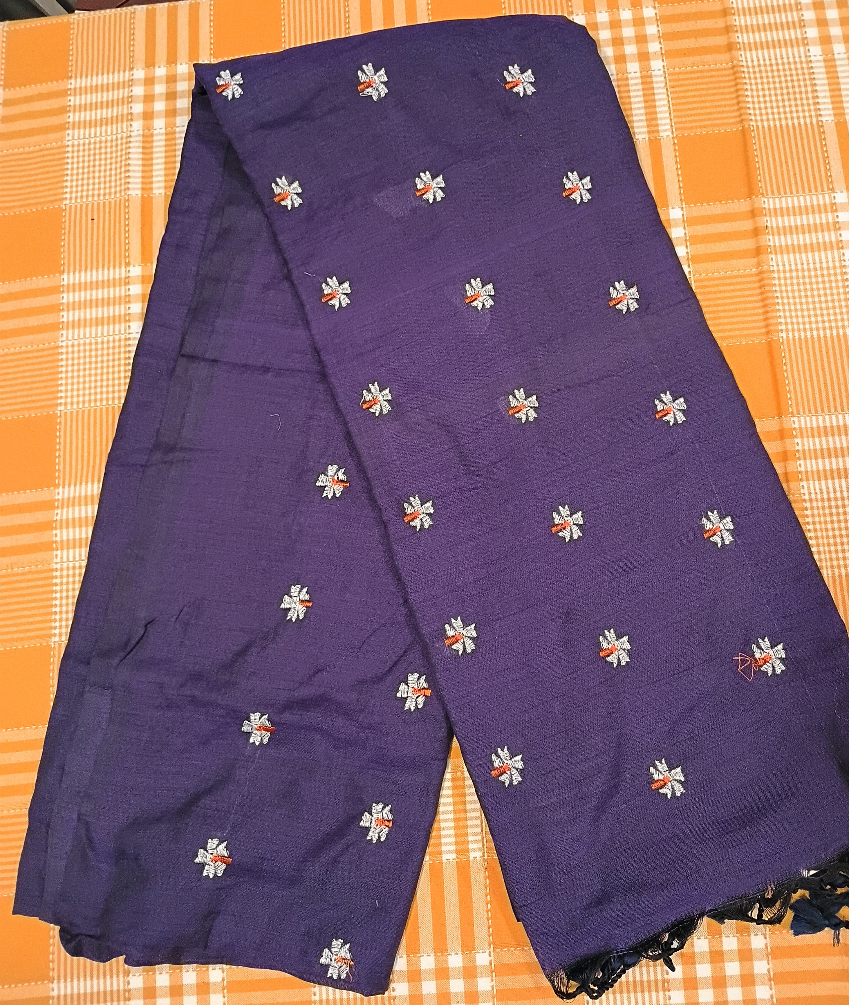 Embroidered Purple Khadi Cotton 014 view 2