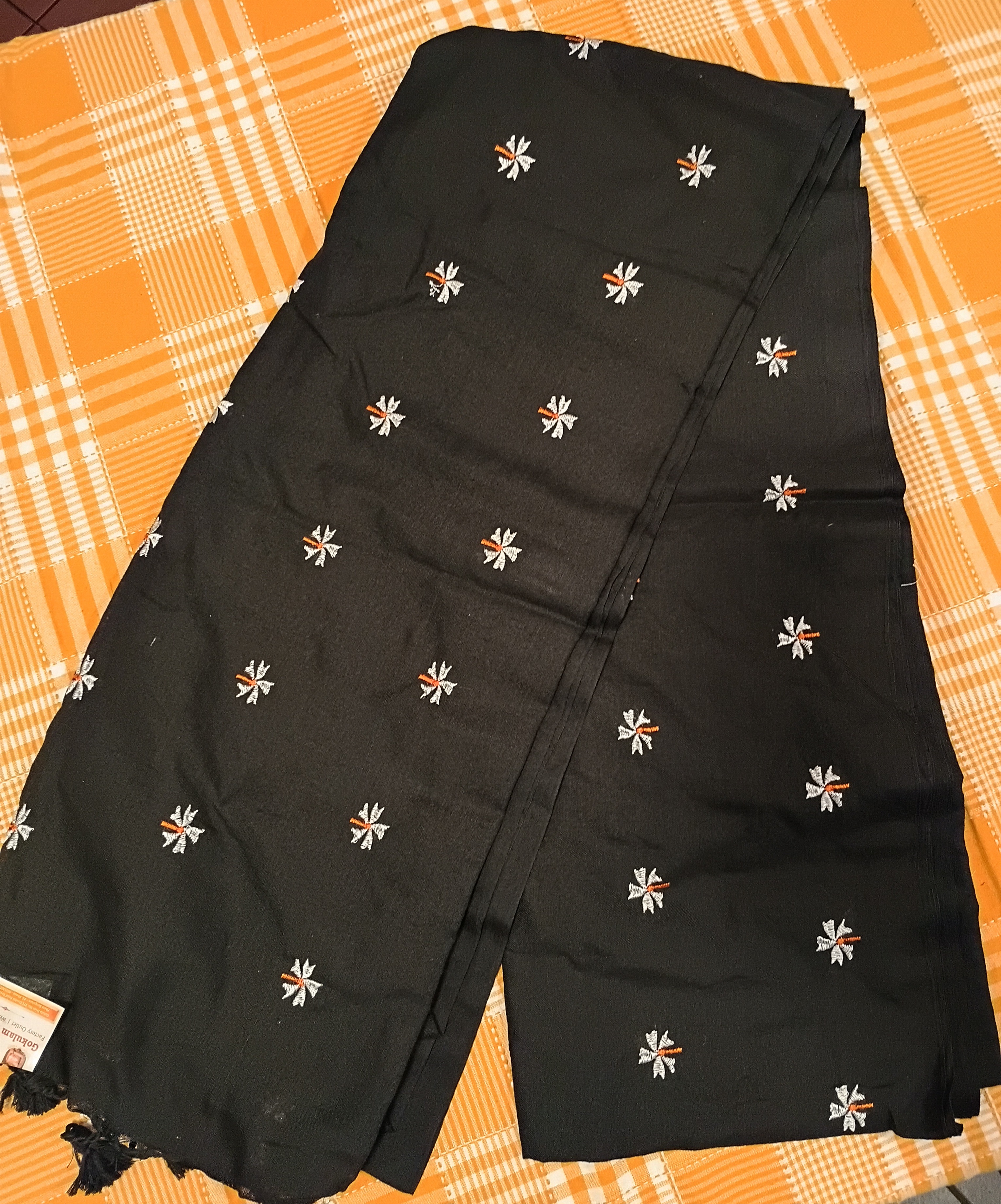Embroidered Black Khadi Cotton  010 view 2