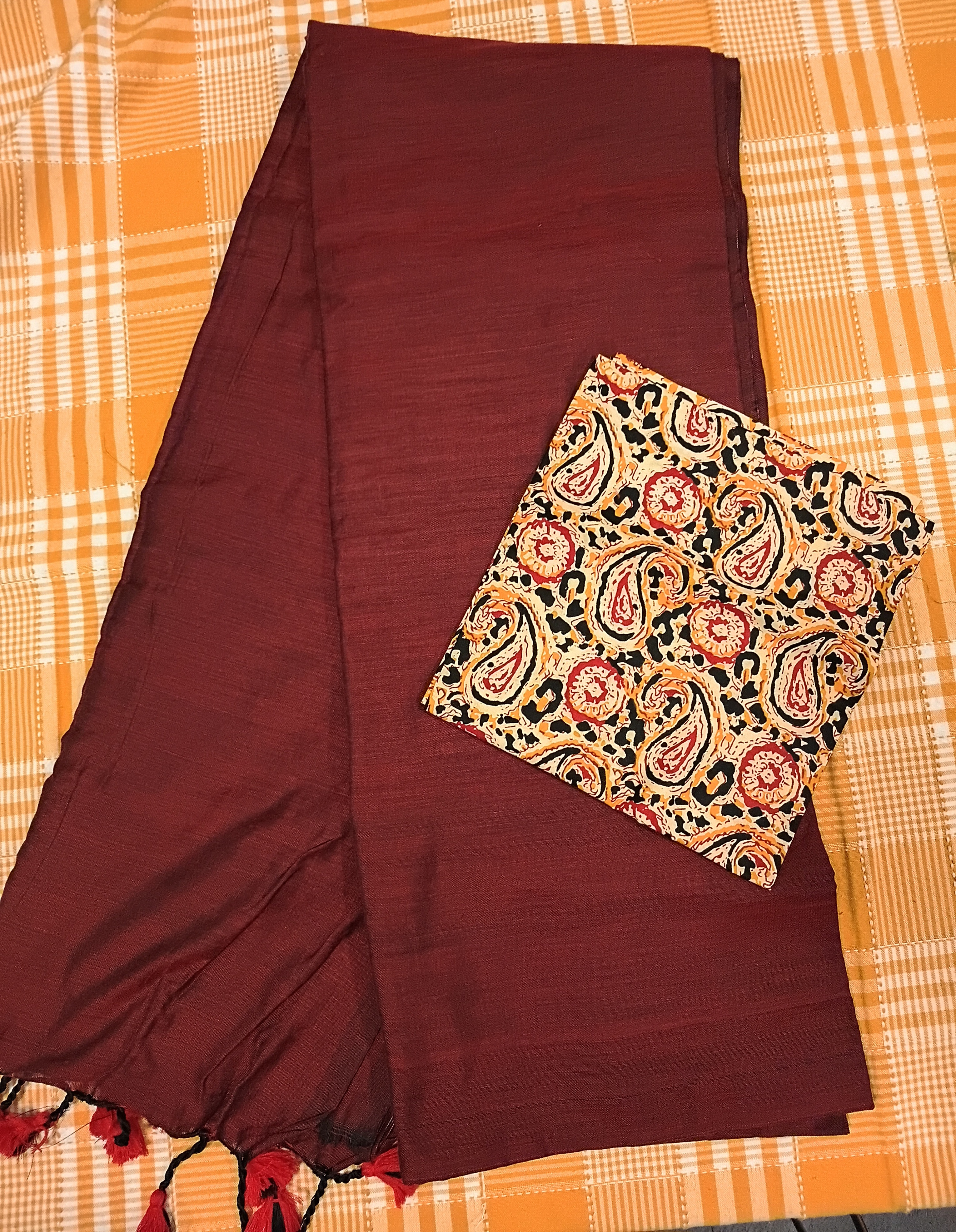 Maroon Khadi Cotton  008 view 2