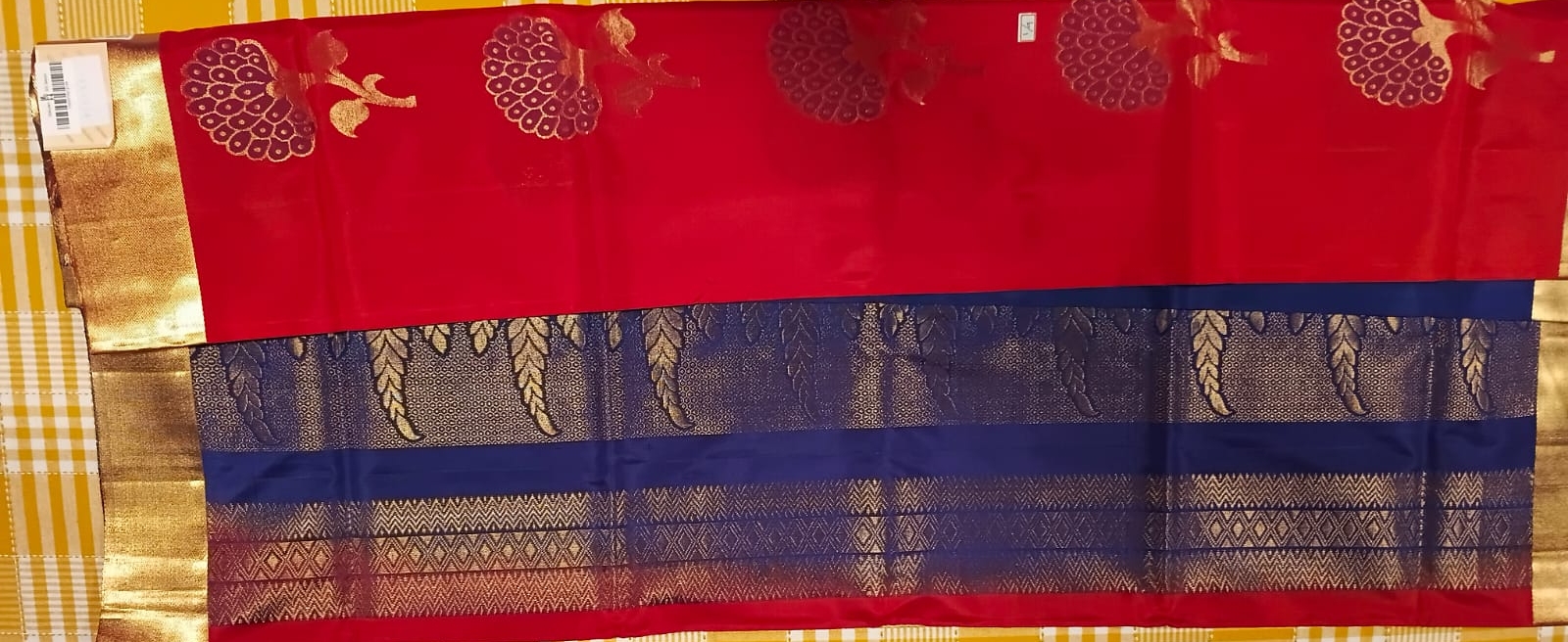 Vintage Collections Pure Silk Sarees Red With Blue 037 view 2