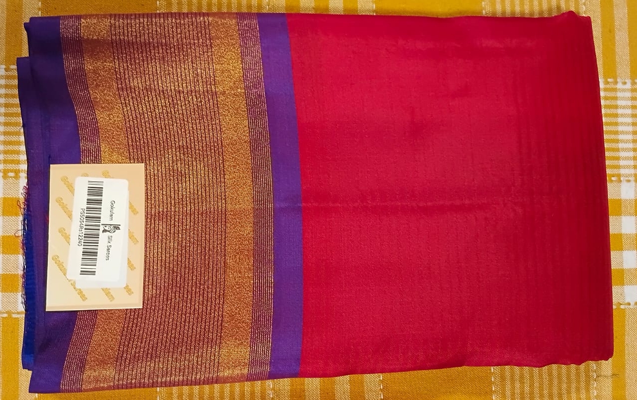Brocade Pure Kachipure Silk Saree Red With Purple 002 view 2
