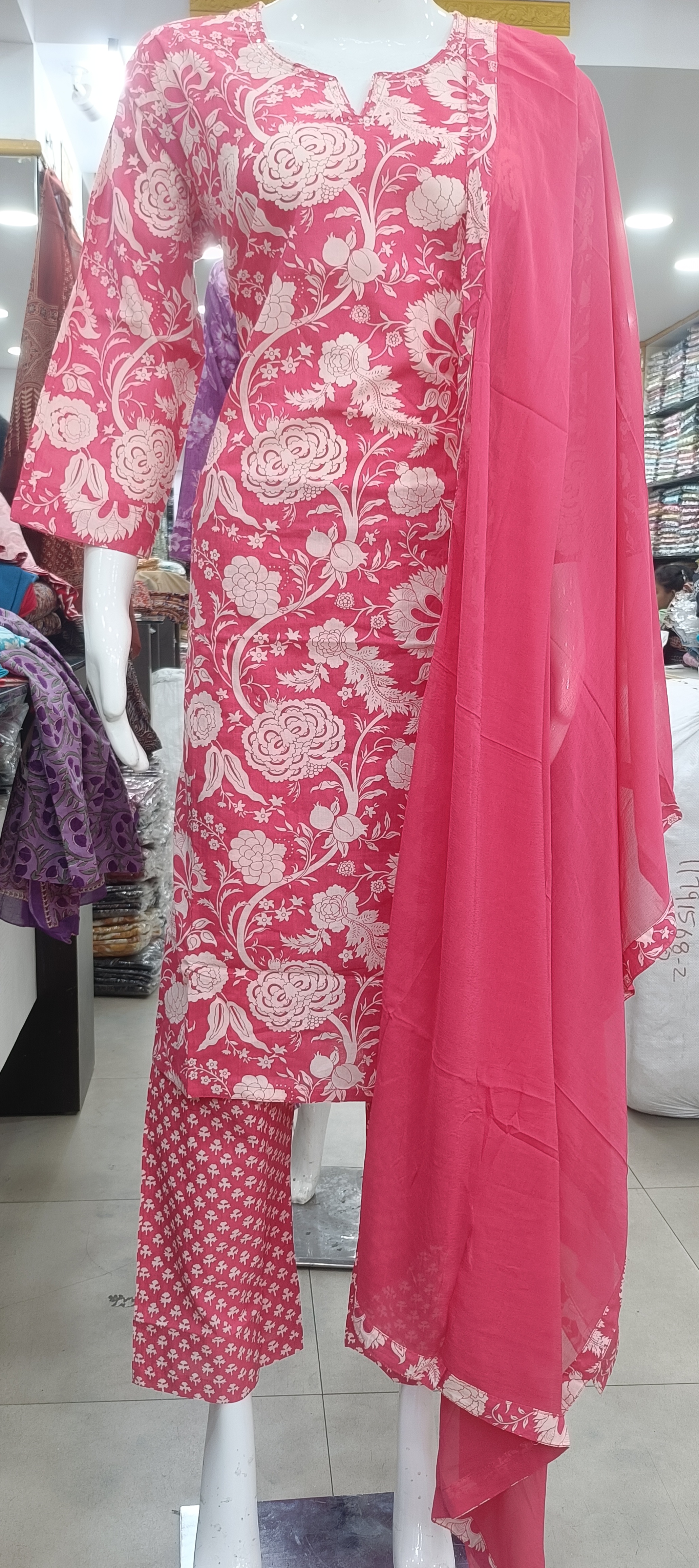 Pink Floral Ethnic Suit view 2