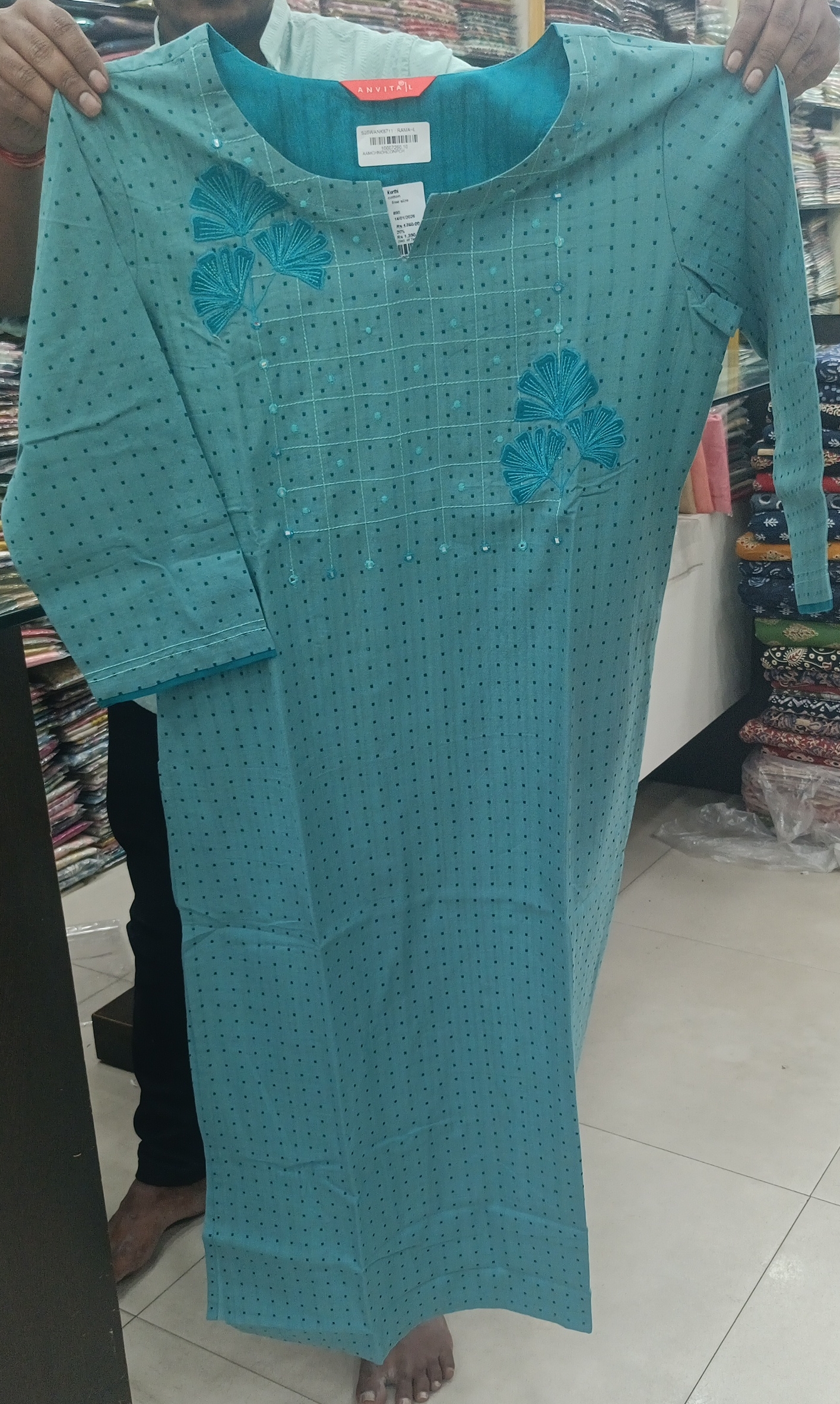 Teal Kurti by Anvital view 2