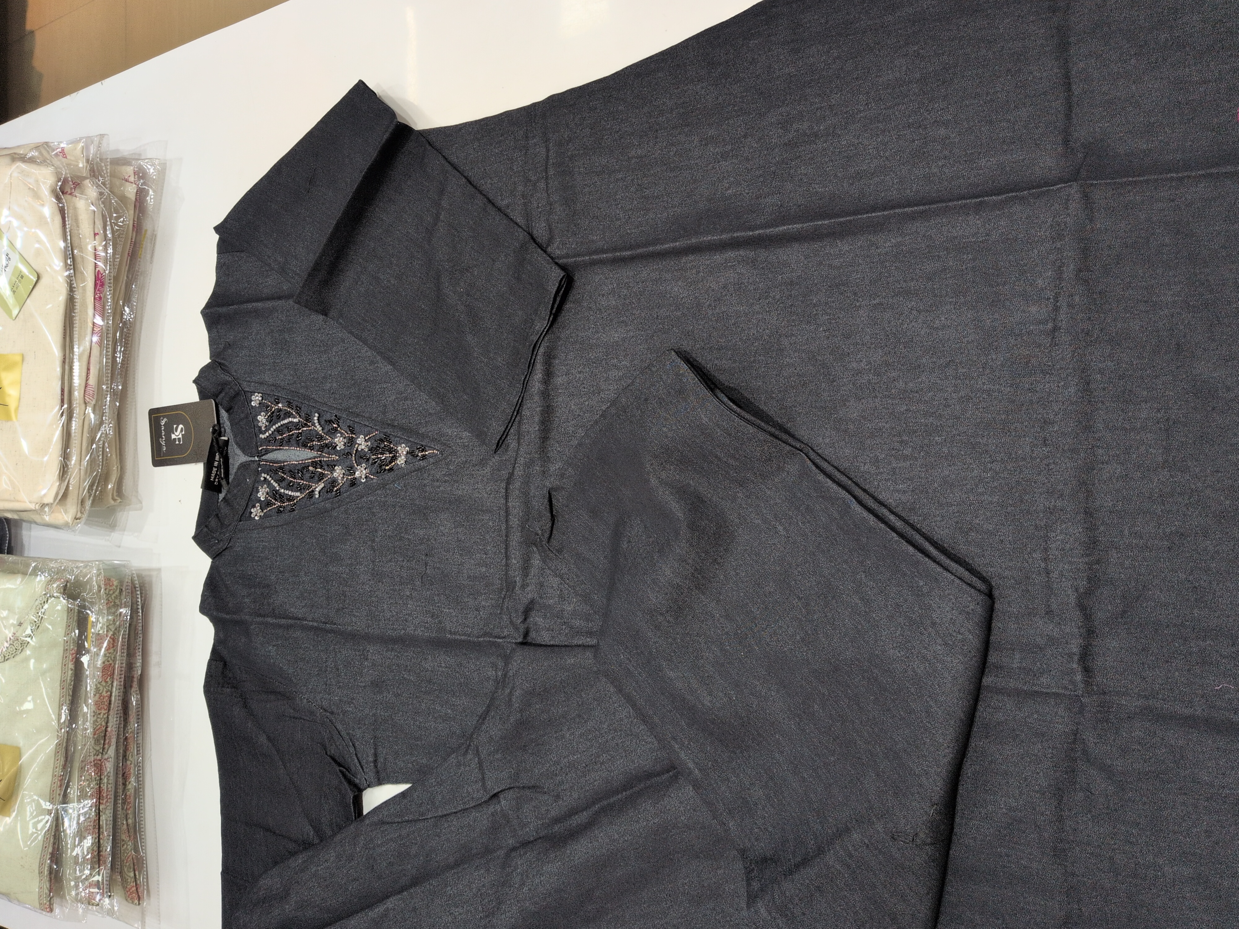 Charcoal Black Cotton Stylish Cord Set 3242 / HC002465 view 5
