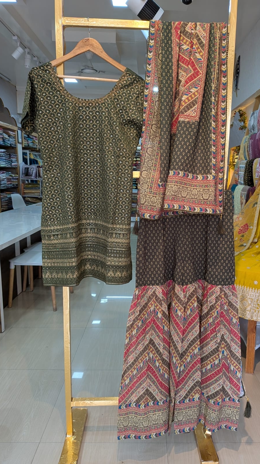 Printed Stitched Sharara Suit - 5306 / SD00108 view 6