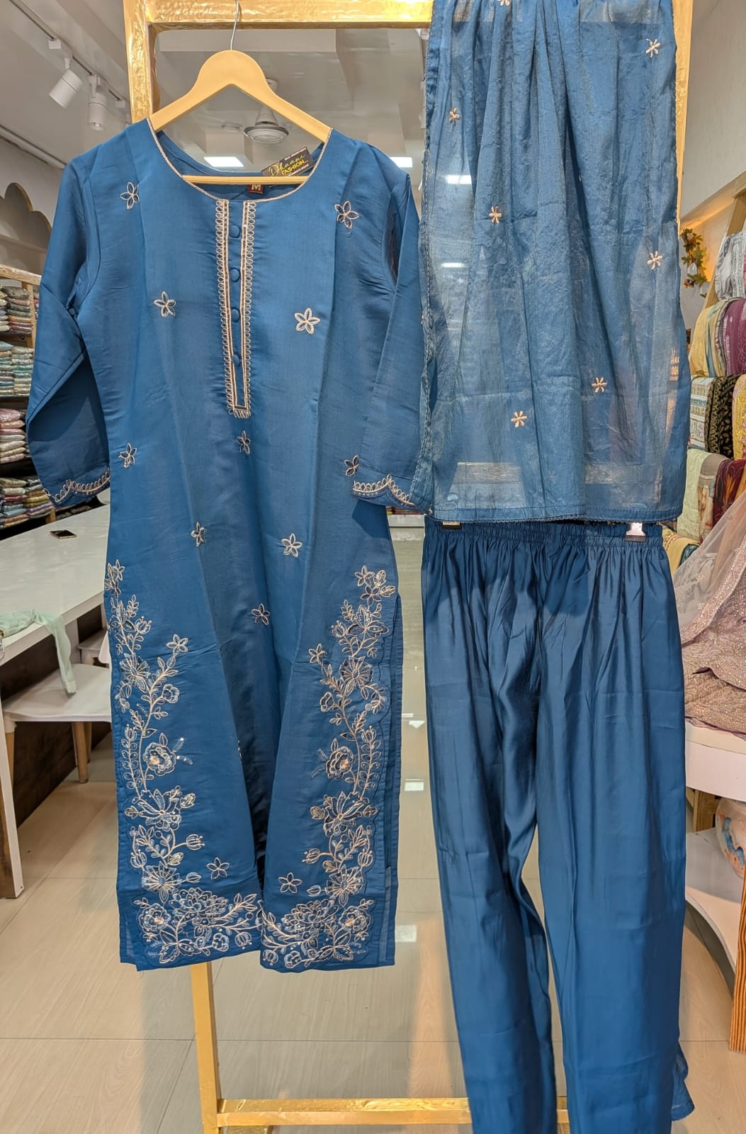 Embroidered Modal Silk Stitched Suit - 5072 / SD00182 view 6