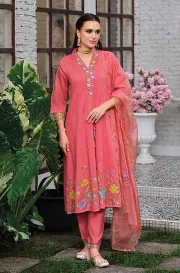 Fashion Satrangi Chanderi Readymade Suit 45803 / HC001967 view 4