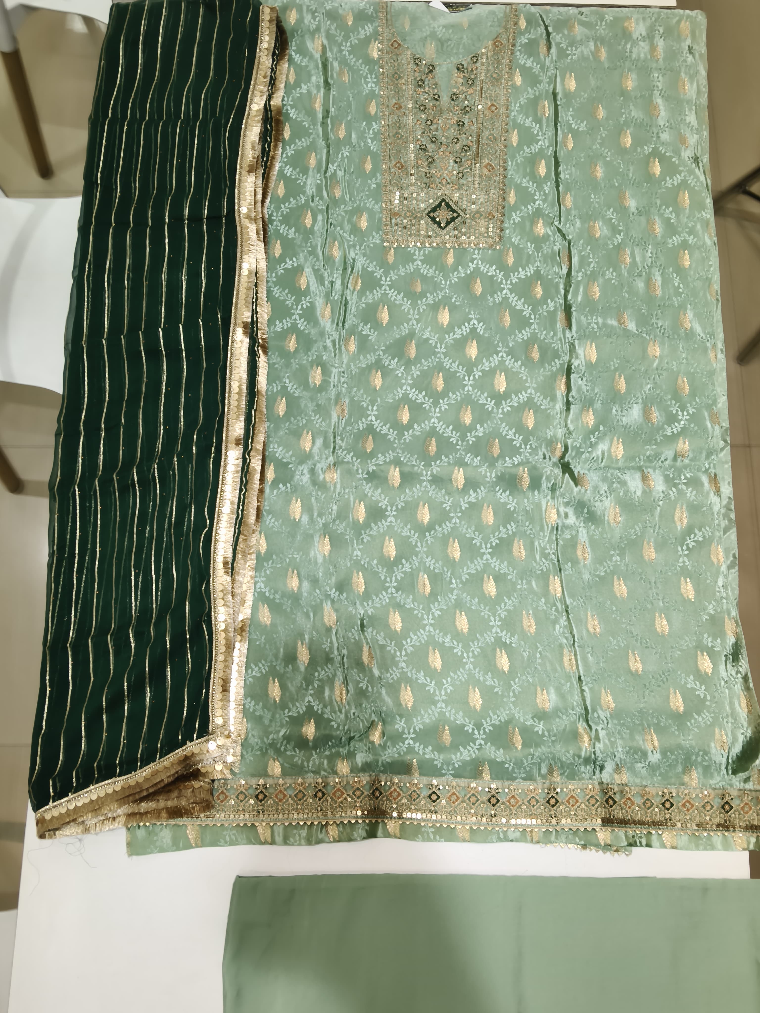 Embroidered Silk Jacquard Party Wear Unstitched Suit 2139 B / HC002207 view 7